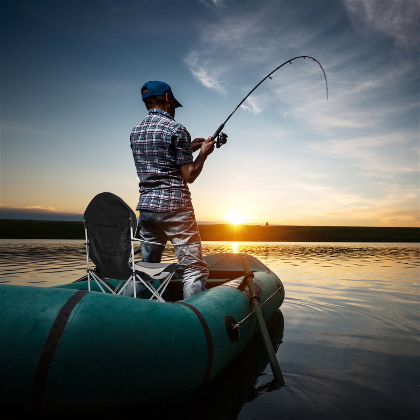 SHINPT Medium Camping Chair with Cooling Mesh Back Support 300 LBS, Portable Folding Chair with Durable Armrests and Drink Holder for Outside Beach,Lawn,Fishing, Black Gray