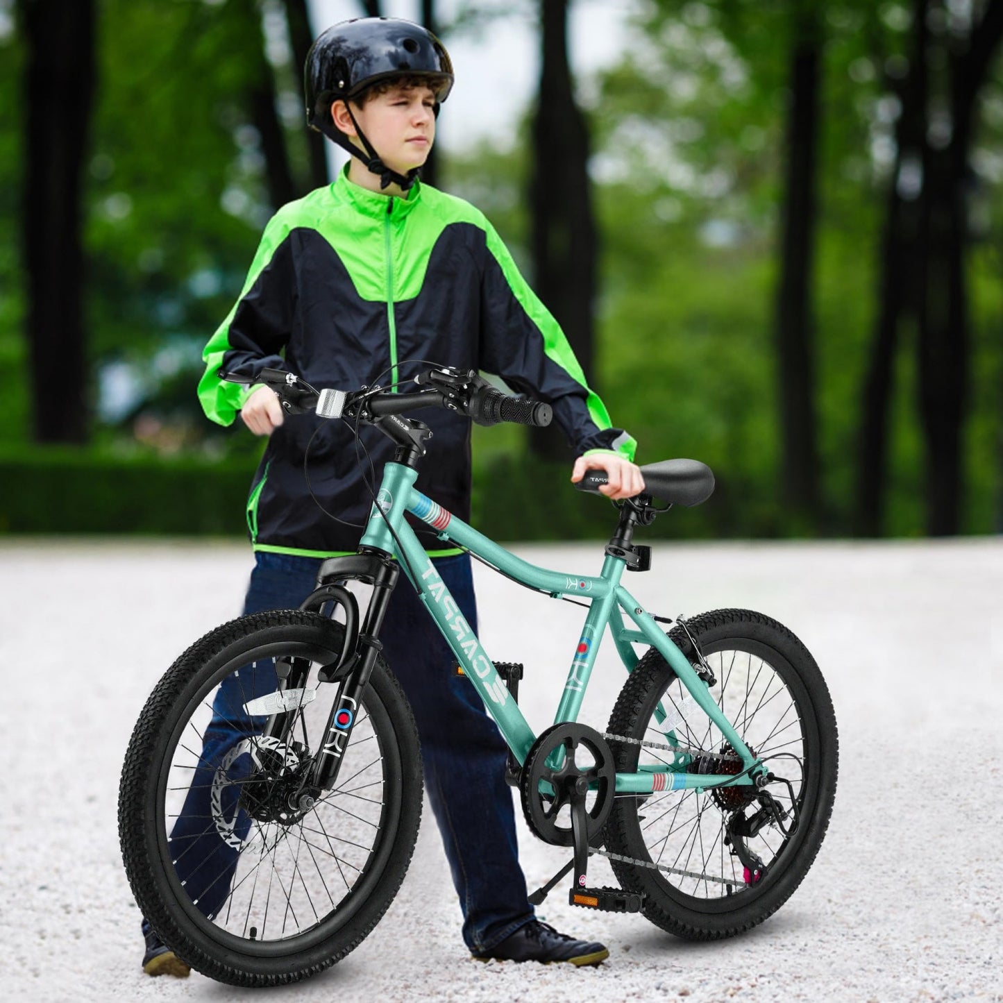 20"Kids Mountain Bike for Ages 8-12, SHINPT BMX Style Kids' Bicycles with Adjustable 7Speed, Front Suspension Disc Brake and Rear V-Brake, Teen Bike with High Steel Frame, Gifts for Girls/Boys