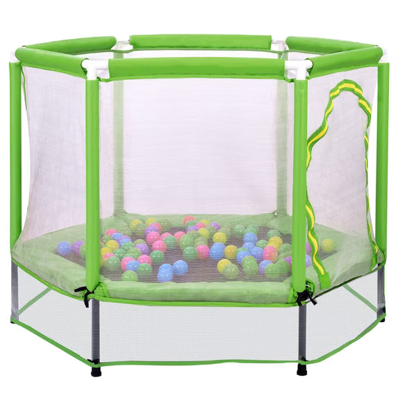 SHINPT 55" Toddler Trampoline with Safety Net, Kids Trampoline for Toddlers with No Gap Design, Indoor Trampoline for Kids Room, Livingroom, Mini Trampoline for Kids 3-8, Best Gift with Ocean Balls