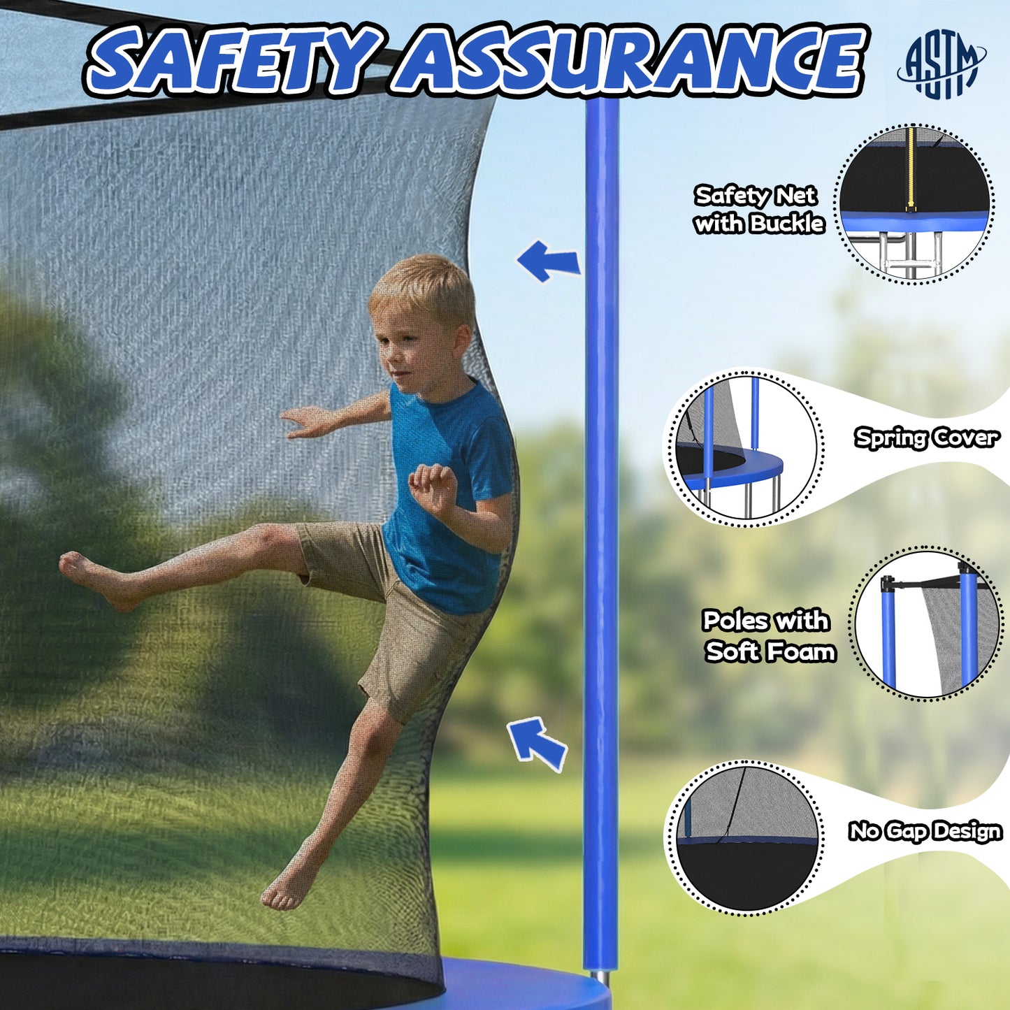 SHINPT 14ft Outdoor Trampoline for Kids, Big Trampoline with Basketball Hoop and Ladder, Heavy Duty Trampoline with Net Meets ASTM Standard, Backyard Trampoline for Adult, Large Trampoline for Gift