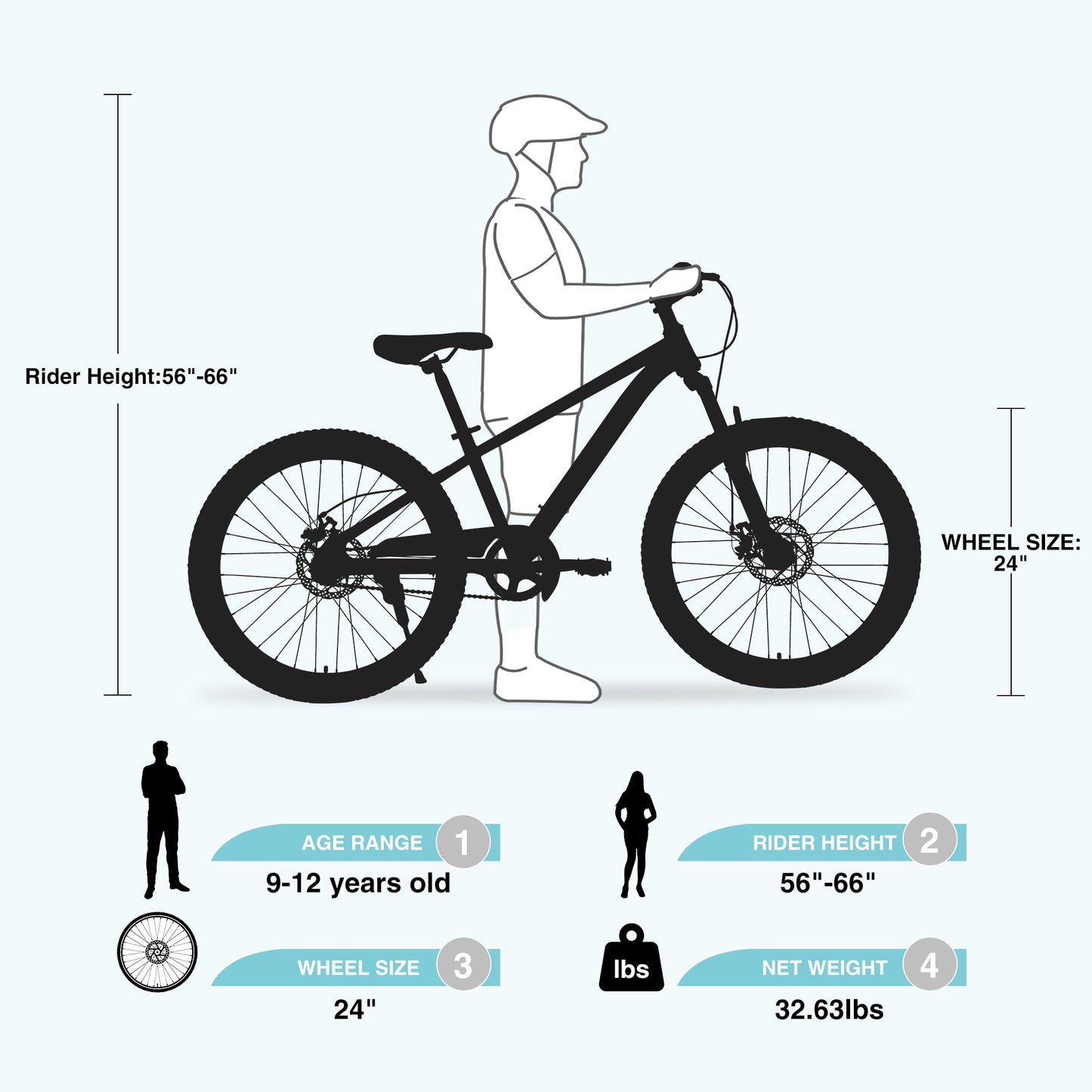 24in Mountain Bike for Kids 9-12, SHINPT Students Bicycle with Adjustable Saddle and Handlebar, 24" Balance Bike with Multiple Colors for Best Gift, Suspension Mountain Bike for All Terrain