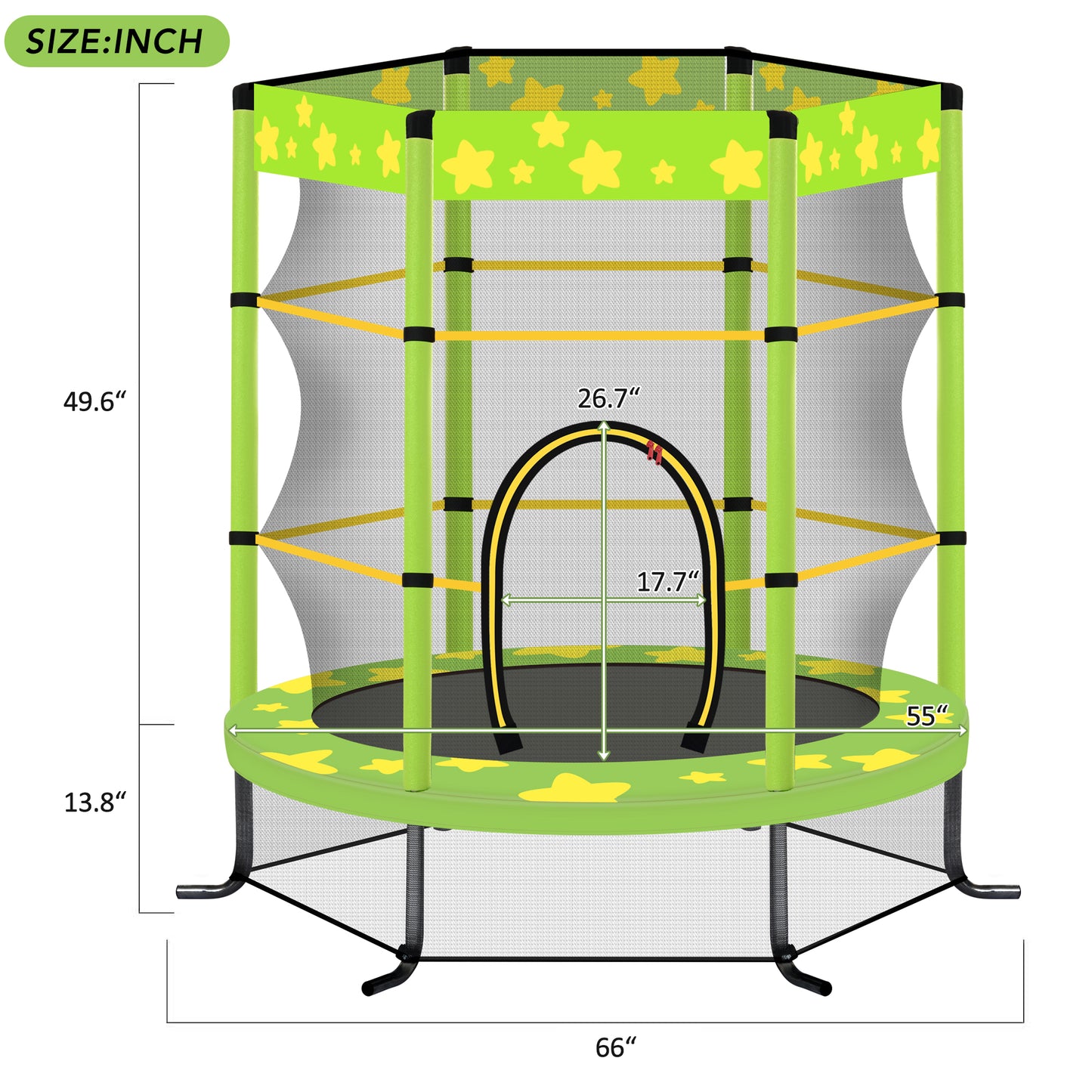55" Mini Trampoline for Kids, SHINPT Kids Trampoline for Toddlers, 4.5FT Baby Trampoline with Safety Enclosure Net, Small Trampoline with Star Print Indoor/Outdoor, Outside Toy for Kids for Garden
