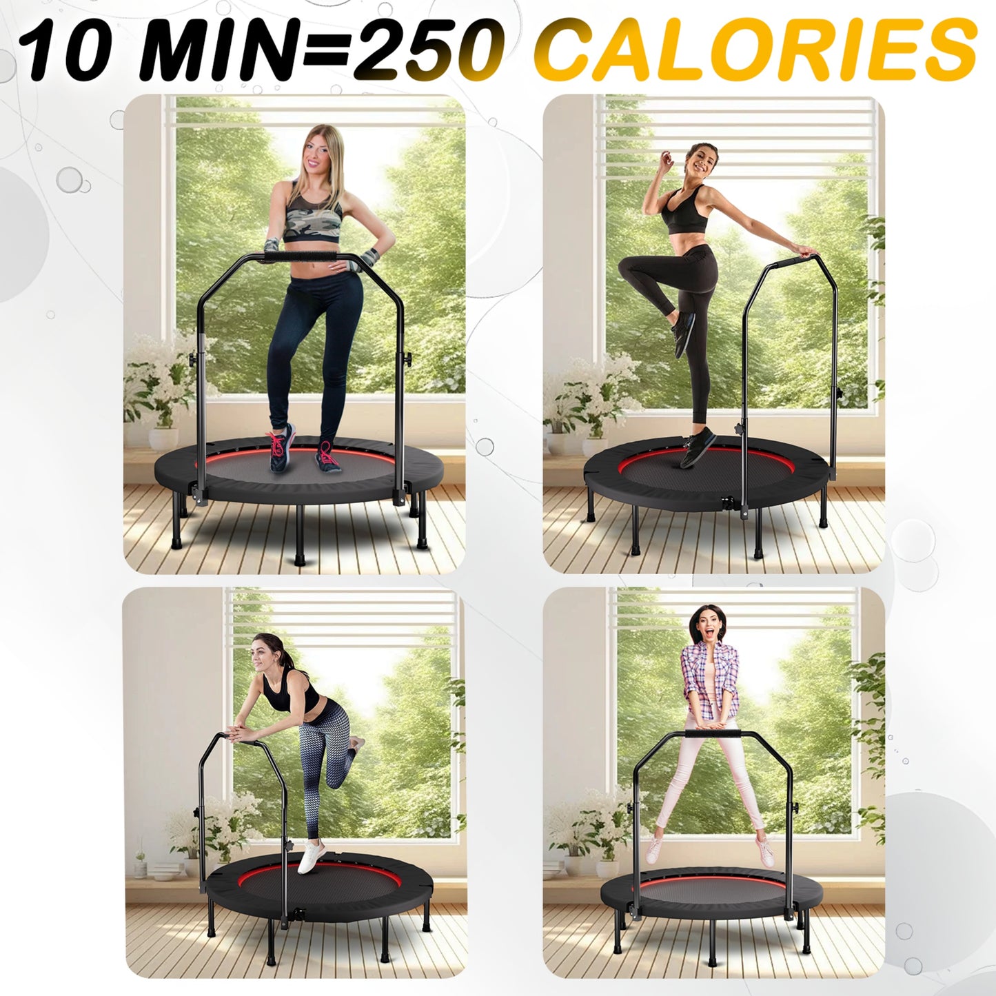 40in Rebounder Trampoline for Adults, SHINPT Fitness Trampoline with Handle, 40" Gym Equipment for Home, Exercise Trampoline for Adults Indoor, Outdoor Foldable Trampoline for Yard, Basement, Lawn