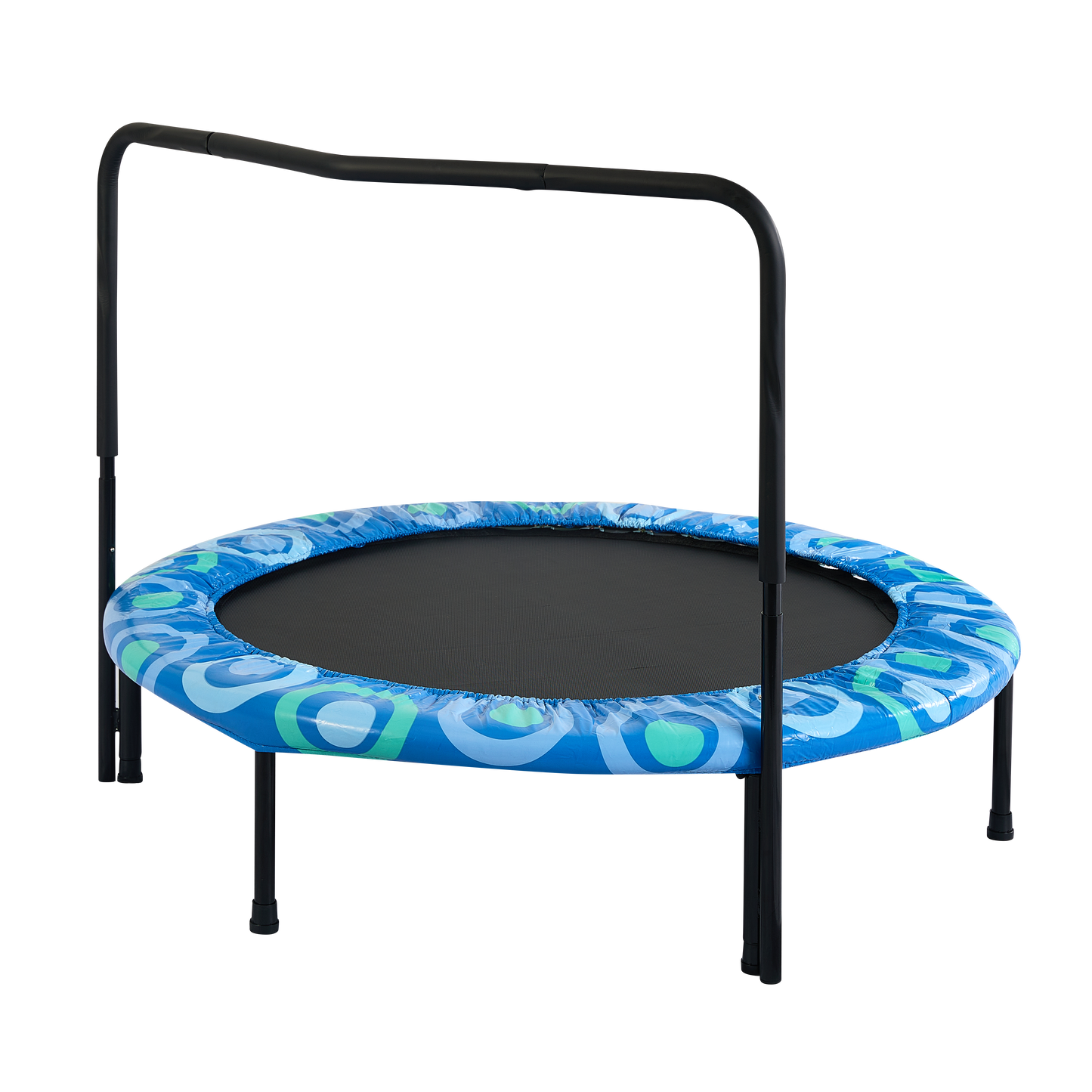 48" Mini Trampoline for Kids Ages 3-7, Foldable Kids Trampoline with Foam Handle for Indoor & Outdoor, SHINPT Trampoline for Boys&Girls, Blue Rebounder Exercise Trampoline for Backyard, Patio