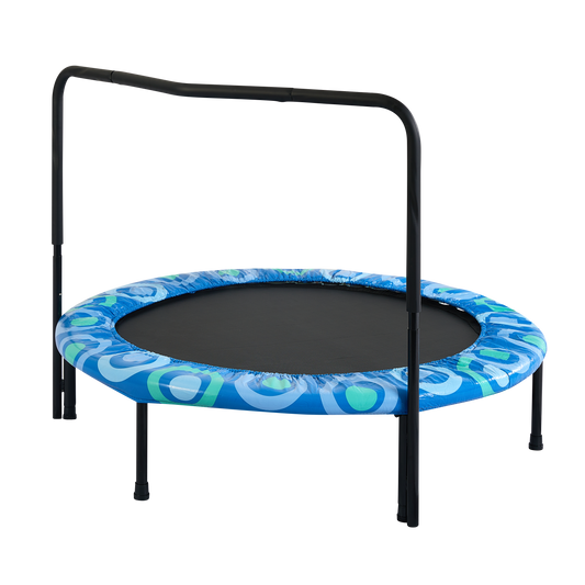 48" Mini Trampoline for Kids Ages 3-7, Foldable Kids Trampoline with Foam Handle for Indoor & Outdoor, SHINPT Trampoline for Boys&Girls, Blue Rebounder Exercise Trampoline for Backyard, Patio