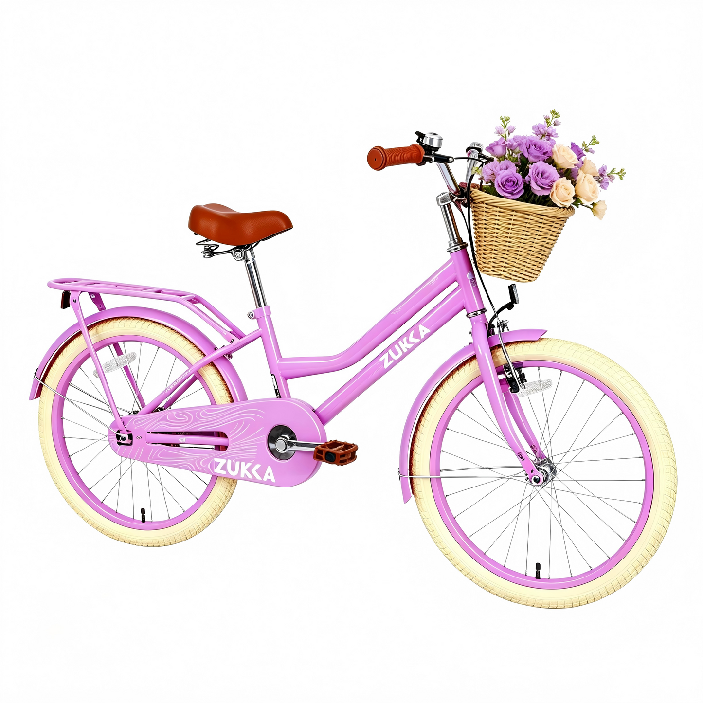 SHINPT 20 Inch Girls Bike for Ages 7–10, Kids Bicycle with Basket & Rear Rack, Single Speed Easy Ride Bike with Adjustable Seat, Outdoor Riding Bike for Kids, Beginner Bike, Birthday Gift for Kids