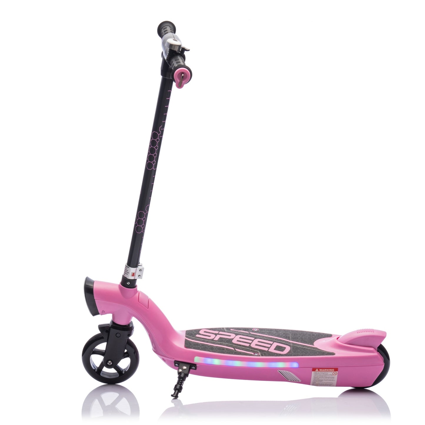 Electric Scooter for Kid 6-12, BTMWAY Sport Scooters with Colorful LED Lights and 6.84 MPH Speed, Lightweight Electric Scooter with Kickstand, Scooter Bell,  Rear Brake, Wider Pedal, Non-Slip Handle