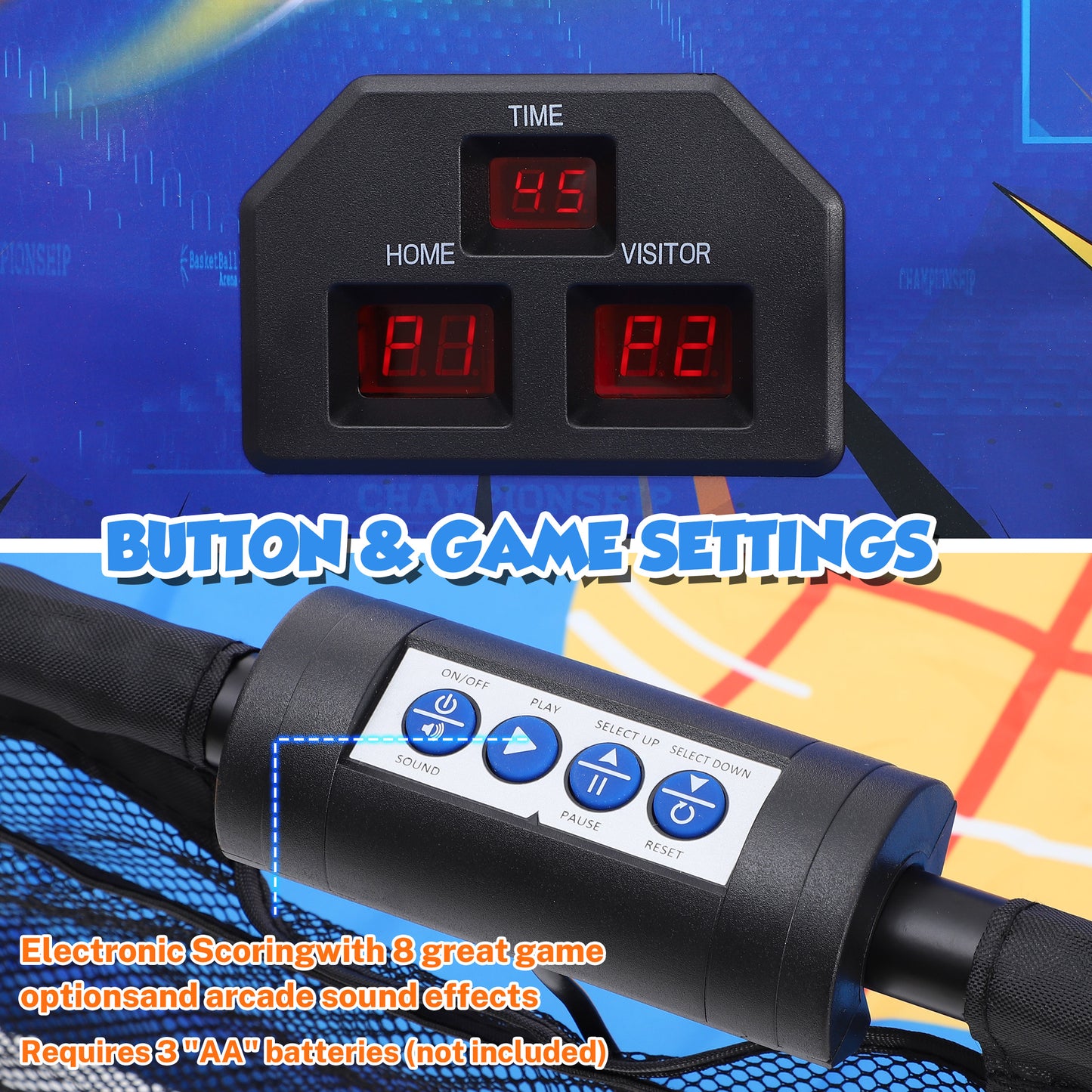 Arcade Basketball Game Indoor, SHINPT Indoor Basketball Hoop for Adults and Kids, Basketball Arcade Game with Steel Frame and Backboard, Arcade Game for Home with 6 Basketballs for Basement, Gameroom