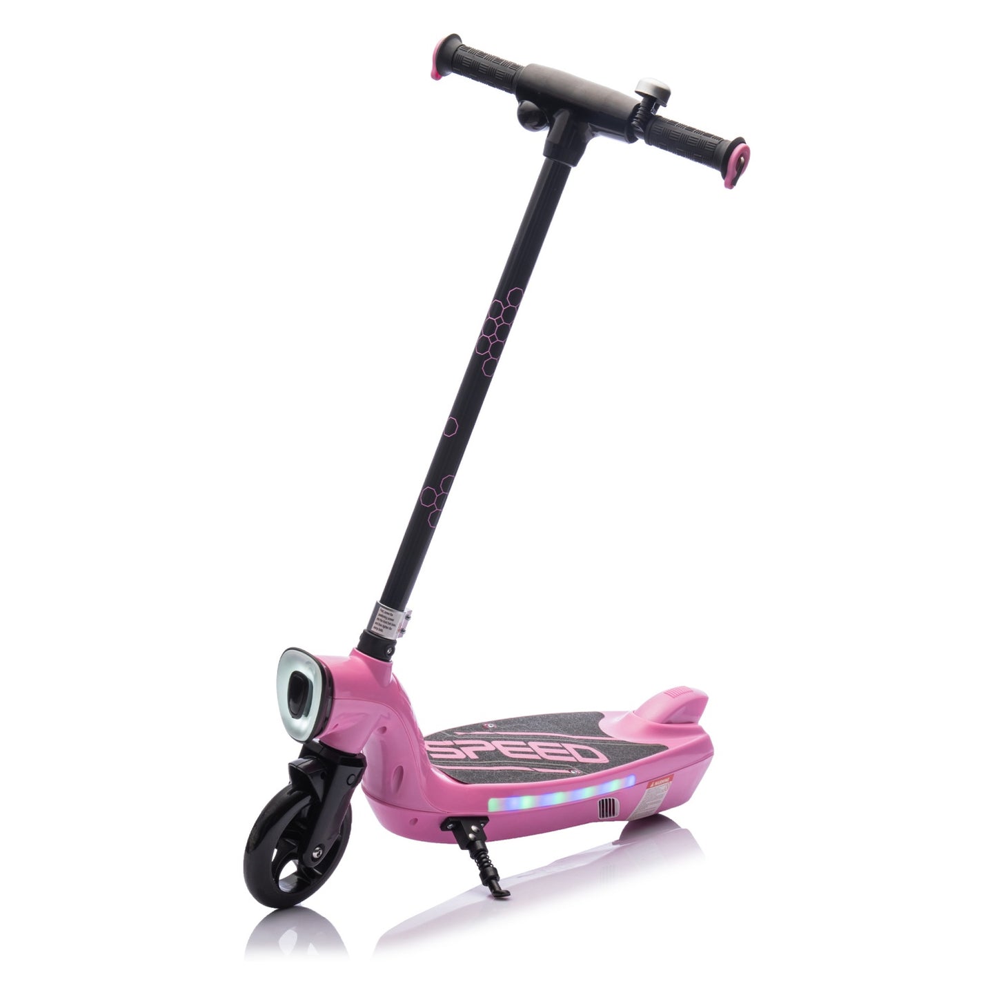 Electric Scooter for Kid 6-12, BTMWAY Sport Scooters with Colorful LED Lights and 6.84 MPH Speed, Lightweight Electric Scooter with Kickstand, Scooter Bell,  Rear Brake, Wider Pedal, Non-Slip Handle