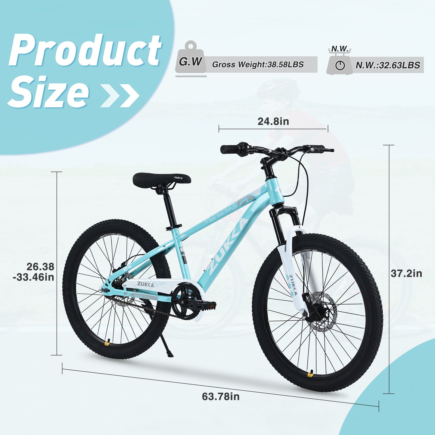 24in Mountain Bike for Kids 9-12, SHINPT Students Bicycle with Adjustable Saddle and Handlebar, 24" Balance Bike with Multiple Colors for Best Gift, Suspension Mountain Bike for All Terrain
