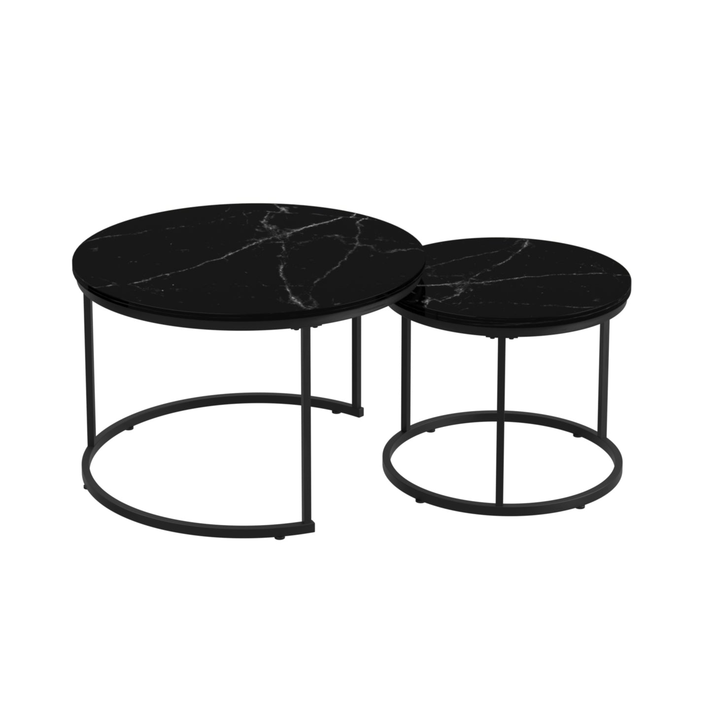 Nesting Coffee Table Set of 2, SHINPT Circle Coffee Table with Sturdy Metal Frame, Round Coffee Table and End Table Set, Mid Century Modern Coffee Table for Living Room, Bedroom, Balcony, Yard