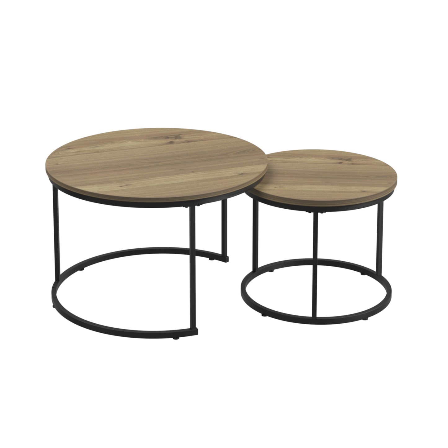 Nesting Coffee Table Set of 2, SHINPT Circle Coffee Table with Sturdy Metal Frame, Round Coffee Table and End Table Set, Mid Century Modern Coffee Table for Living Room, Bedroom, Balcony, Yard