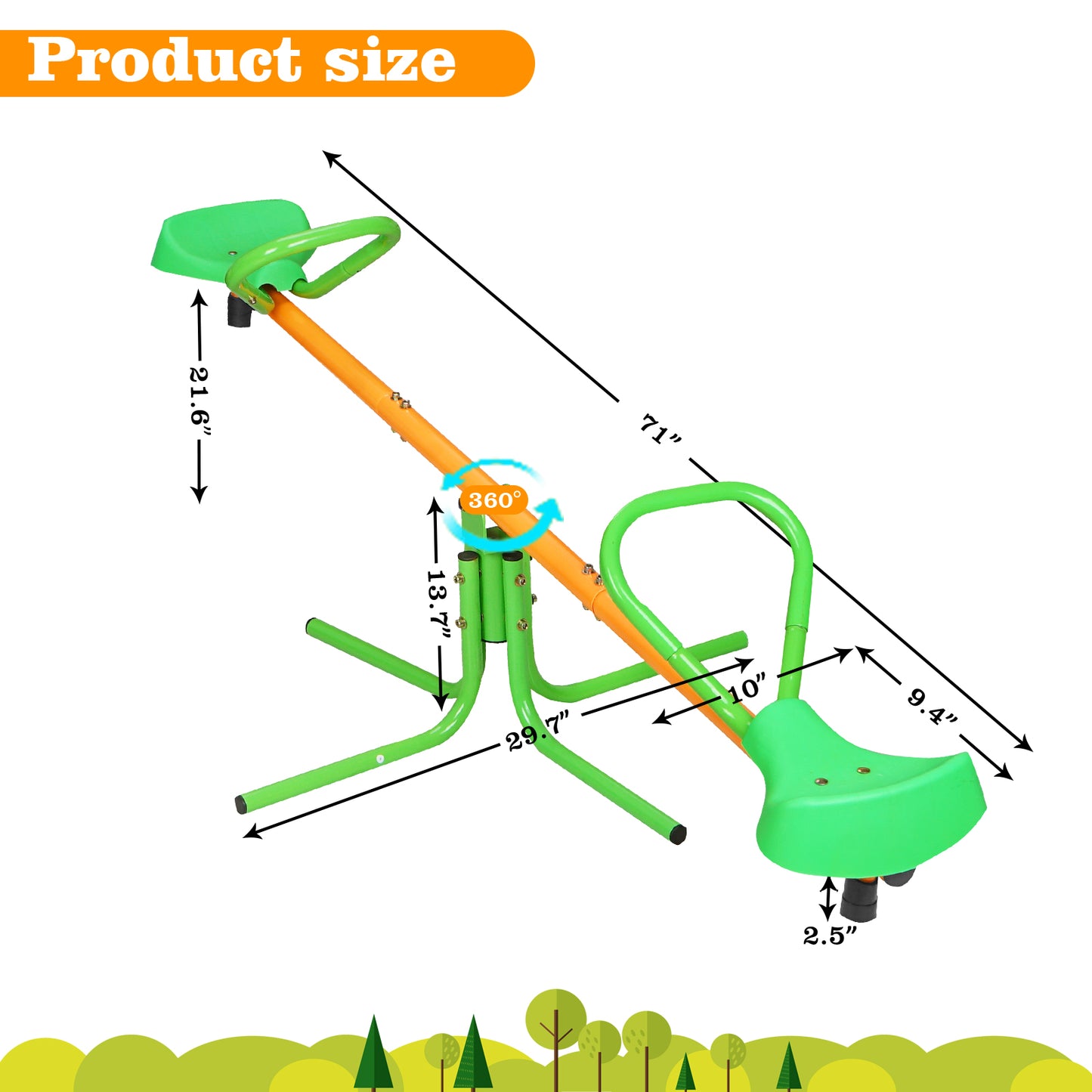360 Degree Rotation Kids Seesaw, SHINPT Teeter Totter for Kids Outdoor/Indoor, Seesaw for Toddlers Age 3-8, Kids Indoor Playground for Best Gift, Sit and Spin Teeter Totter for Backyard, Garden, Lawn