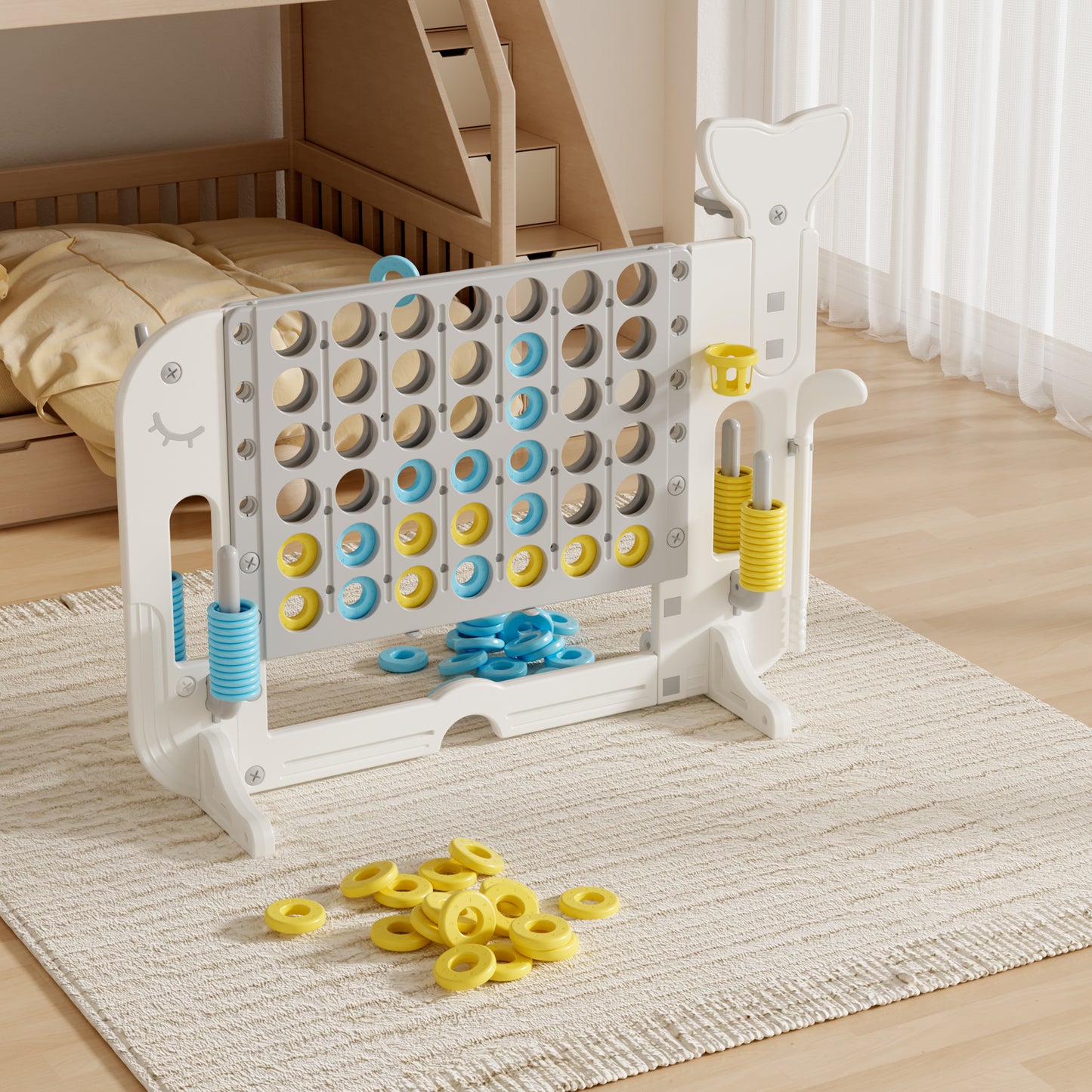 Connect 4 Jumbo Yard Game, SHINPT Giant Connect 4 Game, Outdoor Kids Game with Jumbo Connect 4, Basketball Hoop, Ring Toss, Golf Games, Outdoor Games for Kids and Adults with Height Adjustable