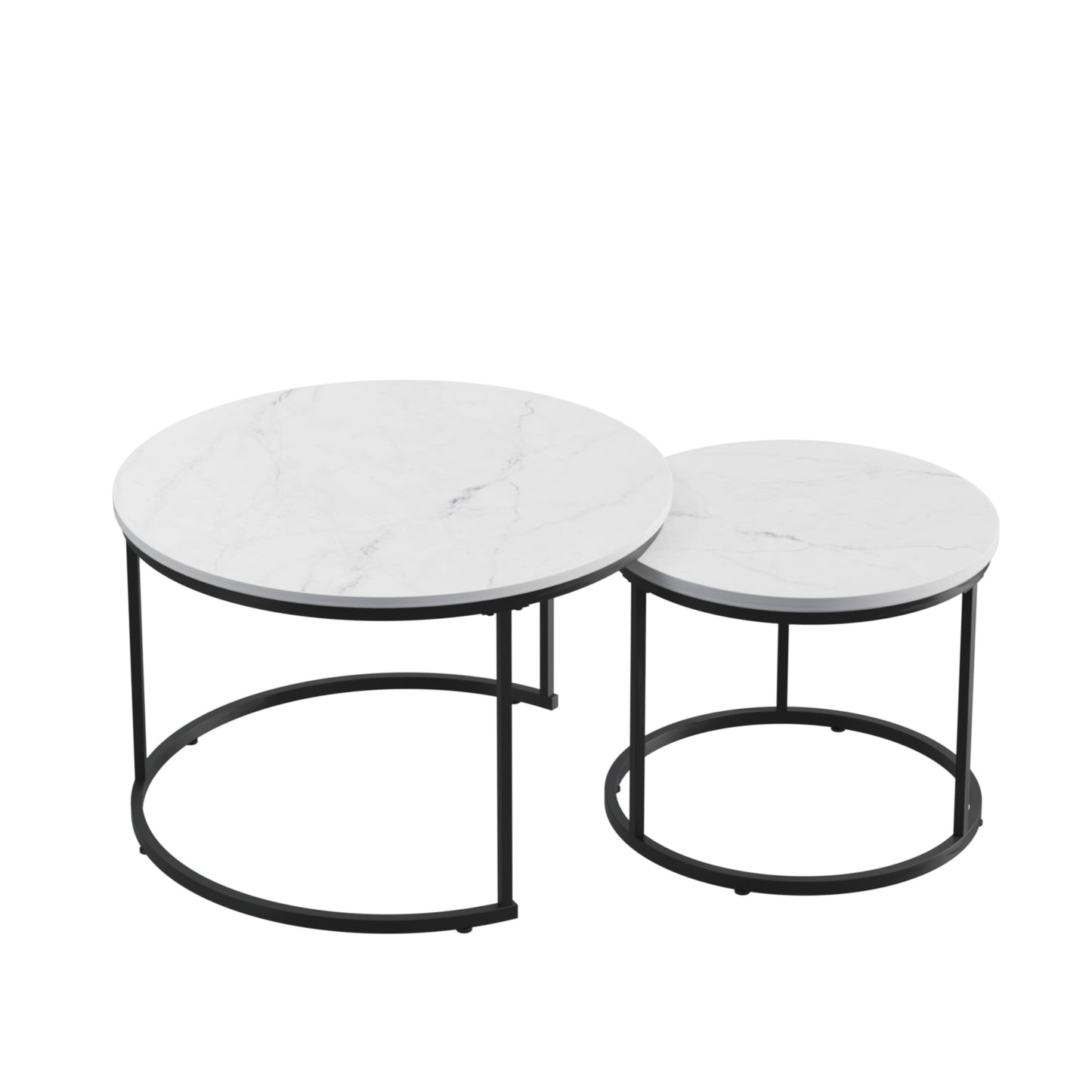 Nesting Coffee Table Set of 2, SHINPT Circle Coffee Table with Sturdy Metal Frame, Round Coffee Table and End Table Set, Mid Century Modern Coffee Table for Living Room, Bedroom, Balcony, Yard