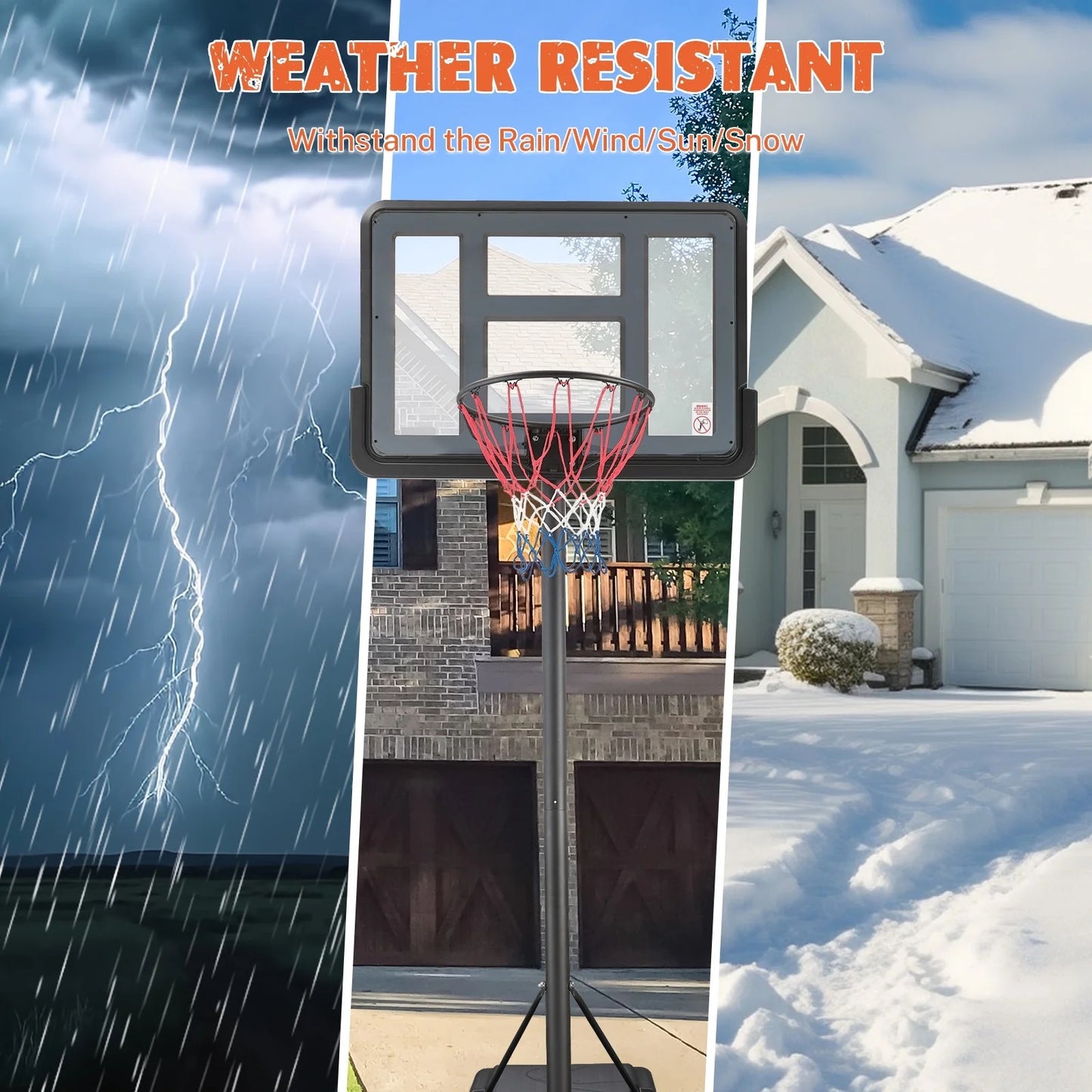4.9-10FT Height Adjustable Basketball Hoop Outdoor/Indoor, SHINPT Portable Basketball Hoop with Wheels for Kids and Adults, Basketball Hoop with 44 inch Backboard for Backyard, Black Play Equipment