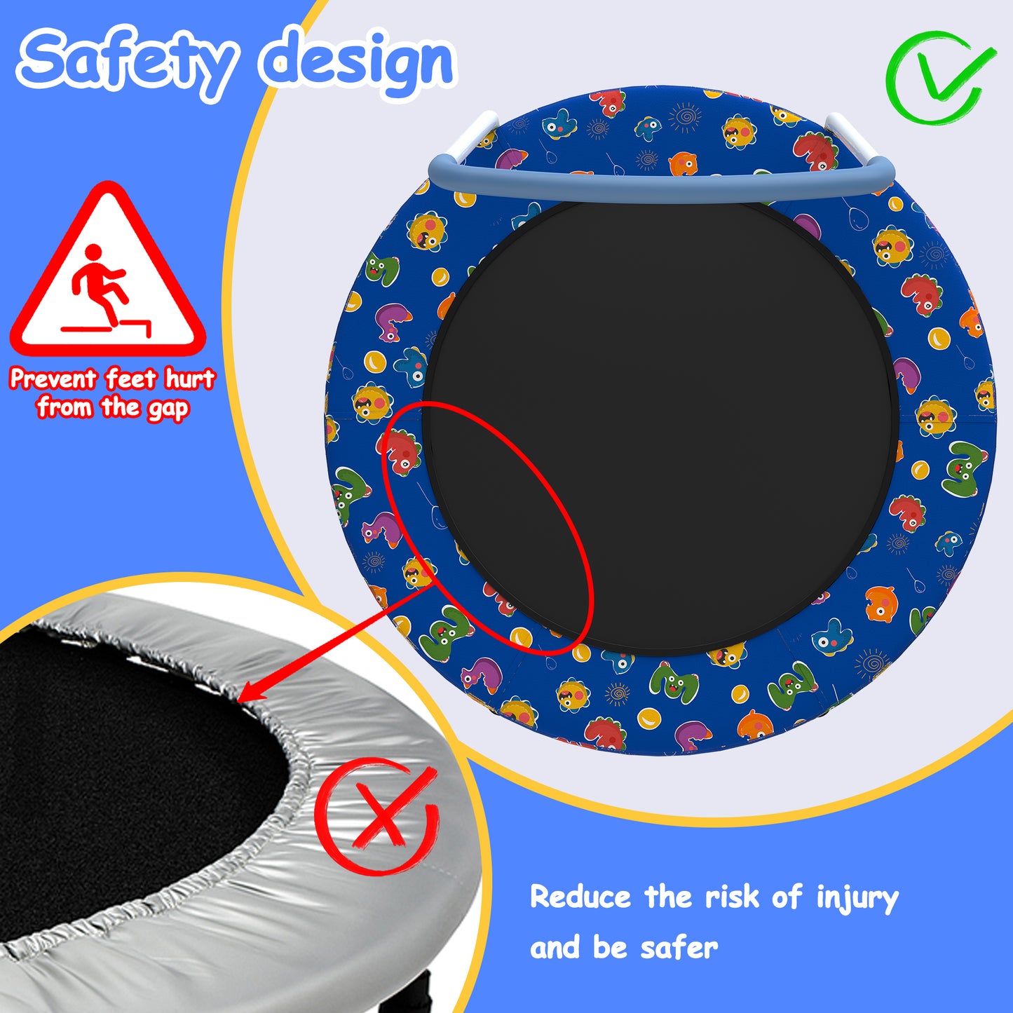 36" Mini Trampoline for Kids Ages 1-6, SHINPT Trampoline for Toddlers for Birthday Gift, 36in Toddler Trampoline Indoor/Outdoor with Handle, Small Trampoline for Yard, Lawn, Garden, Backyard