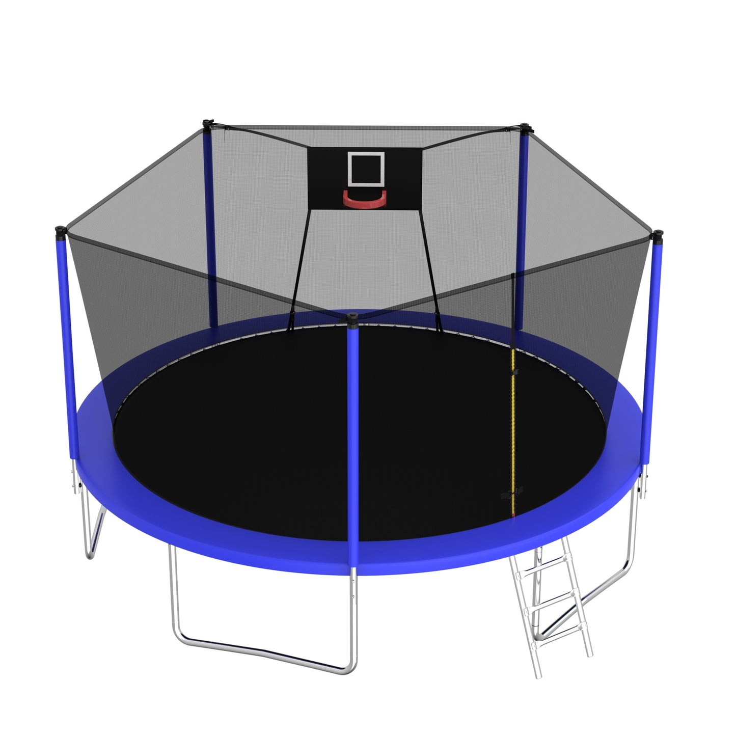 14FT Sports Fitness Trampoline with Net, SHINPT Large Trampoline with Basketball Hoop, Exercise Trampoline for Adults and Kids for Outdoor/Indoor, Gymnastics Trampoline with Ladder for Basement, Yard