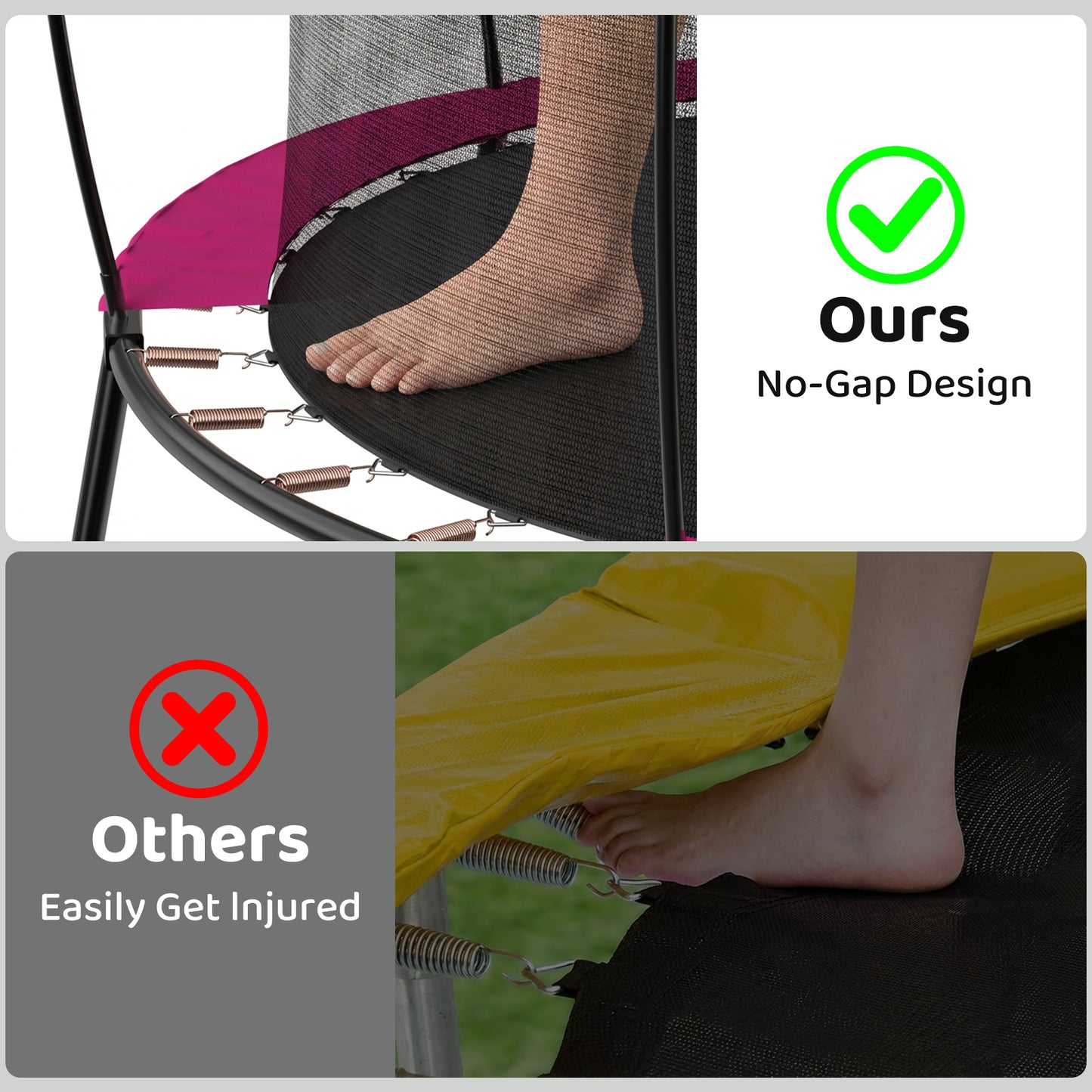 55" Toddler Trampoline for Kids, SHINPT Mini Trampoline for Toddlers 3-8, Outdoor Trampoline with Net for Indoor/Outdoor, Kids Trampoline with No Gap Design, Outdoor Trampoline for Backyard, Lawn