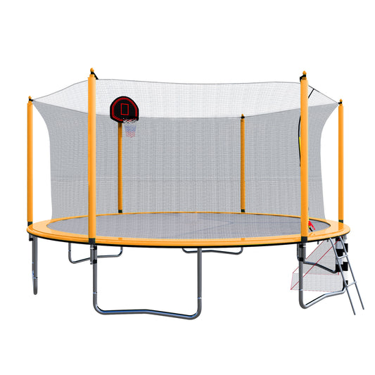16FT Trampoline with Basketball Hoop, Outdoor Trampoline with Safety Enclosure Net, Recreational Trampoline for Kids and Adults with Soccer Goal, 1000lbs Weight Capatity for Backyard, Patio