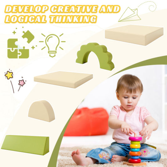 10PCS Modular Kids Play Couch with Climbing Slope, PU Leather Toddler Couch Sofa for Baby Indoor, Climbing Toys for Toddlers 1-3 Inside, Soft Foam Climbing Blocks for Infant, Kids, Pre-school