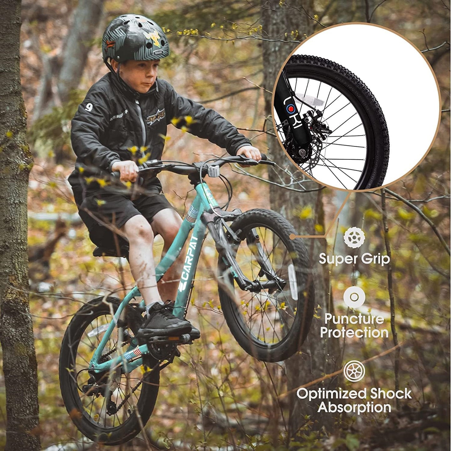 20"Kids Mountain Bike for Ages 8-12, SHINPT BMX Style Kids' Bicycles with Adjustable 7Speed, Front Suspension Disc Brake and Rear V-Brake, Teen Bike with High Steel Frame, Gifts for Girls/Boys