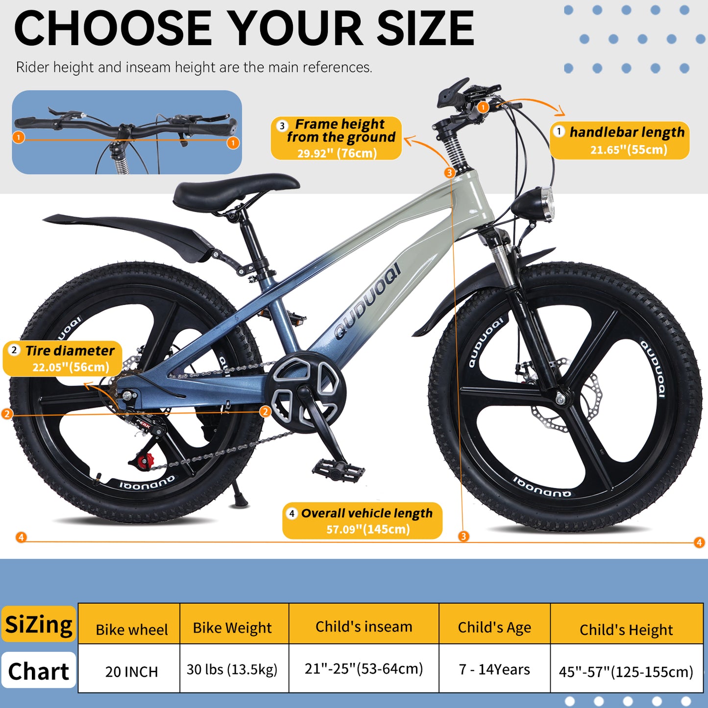 SHINPT 20in Mountain Bike for Boys and Girls Ages 7-14, 7-Speed Youth Bicycle with Magnesium Alloy Frame & One-Piece Wheels, Lightweight Kids Bike for Road, Dirt, Grass, Perfect Birthday Gift