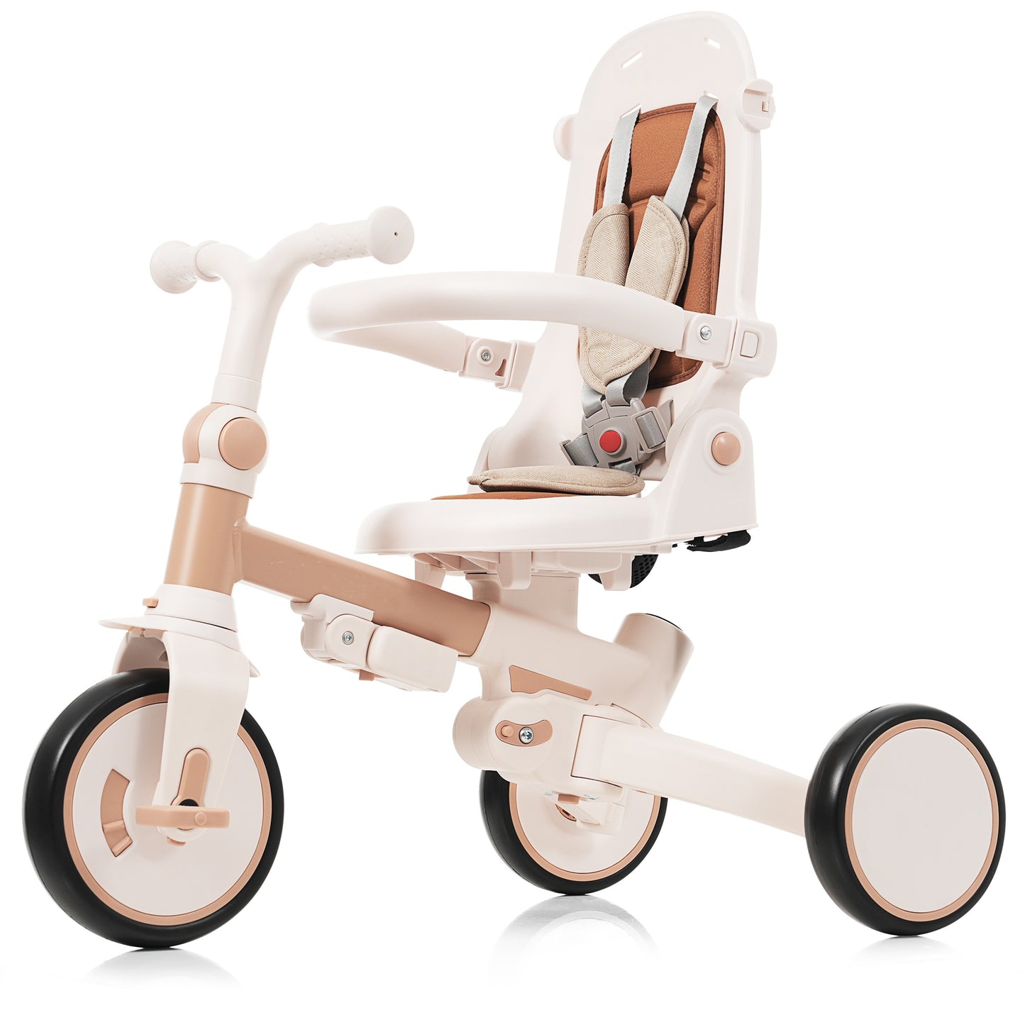 7 in 1 Tricycle for Toddlers 1-6, SHINPT Foldable Push Bike with Removable and Adjustable Handle, Kids Tricycle with Removable Pedal, Toddler Bike with Canopy and Guardrail, Toddler Car, Ride-on Toy