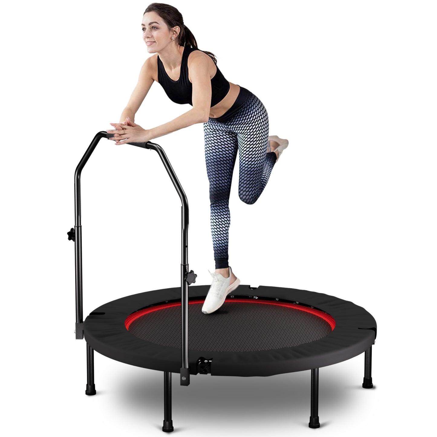 40in Rebounder Trampoline for Adults, SHINPT Fitness Trampoline with Handle, 40" Gym Equipment for Home, Exercise Trampoline for Adults Indoor, Outdoor Foldable Trampoline for Yard, Basement, Lawn