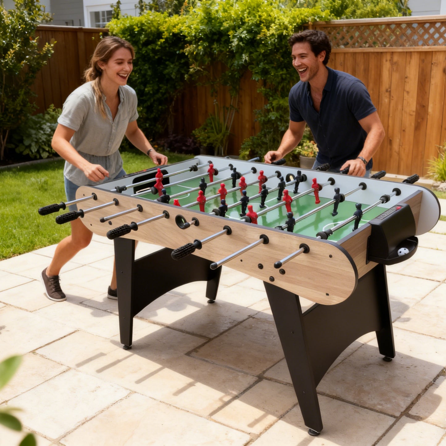 48" Soccer Table Game, SHINPT Foosball Table Adult Size for Family Gatherings, Foosball Table for Kids with 2 31mm Black/White Balls, Game Table for Game Room, Basement, Best Choice Product