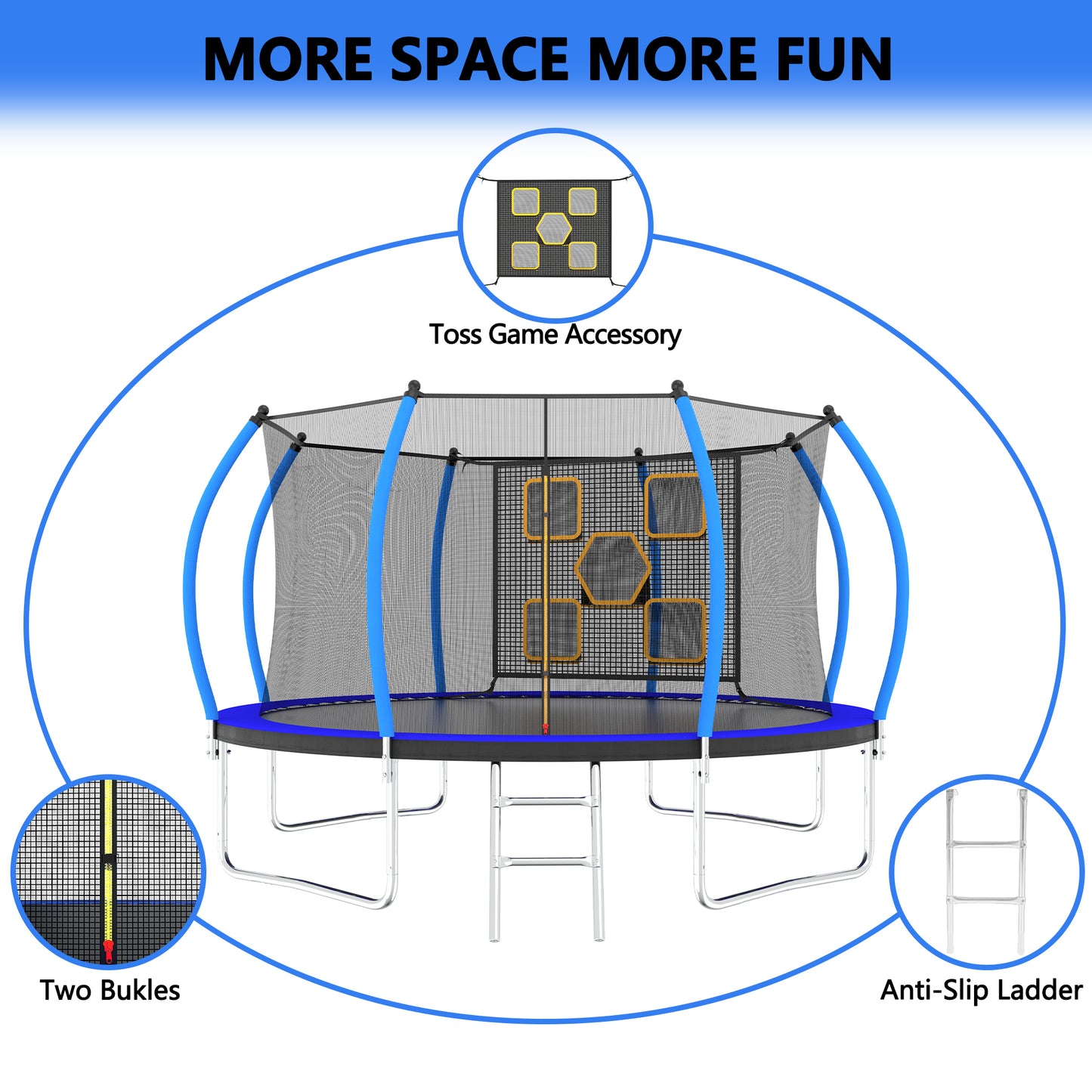 12FT Heavy Duty Trampoline for Kids and Adults, SHINPT Recreational Trampoline with Enclosure Net, Inside/Outside Trampoline with Ball Games, Outdoor Kids Play Equipment for Lawn, Garden, Backyard