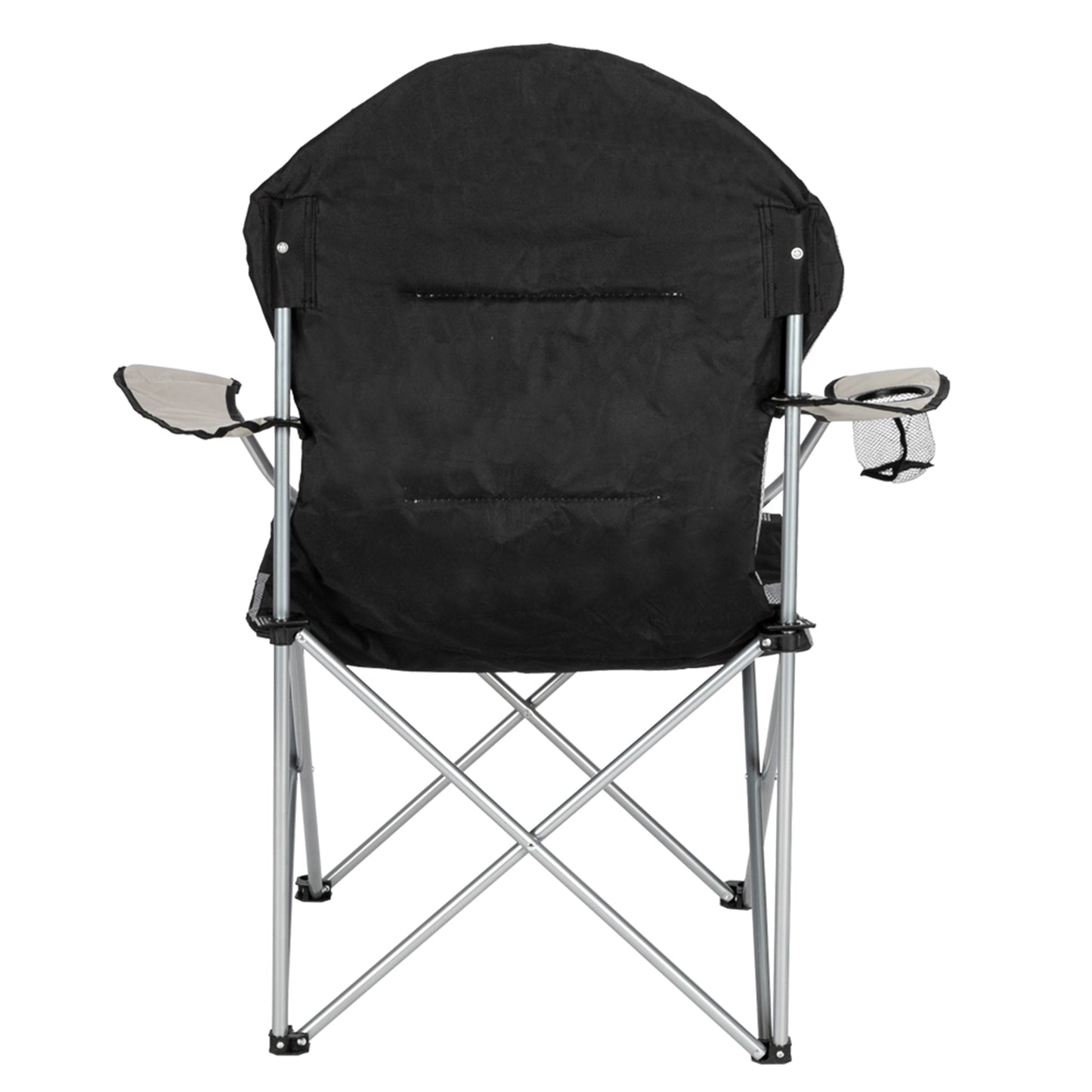 SHINPT Medium Camping Chair with Cooling Mesh Back Support 300 LBS, Portable Folding Chair with Durable Armrests and Drink Holder for Outside Beach,Lawn,Fishing, Black Gray