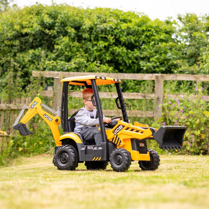 SHINPT Ride on Excavator, JCB, Realistic 2-in-1 Construction,  Toddler Excavator, Shovel & Digger, Electric Ride on Toy, 12V Battery Powered, Remote Control, Yellow, for Toddlers Boys 3-5 Years Old