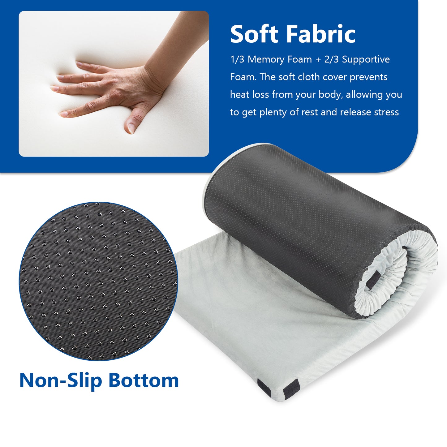 SHINPT Versatile Camping Sleeping Pad, Ultralight Memory Foam Camping Mattress with Non-Slip Bottom, Foldable Sleeping Mat for Camping Backpacking Hiking Traveling Tent, Easy to Carry and Store