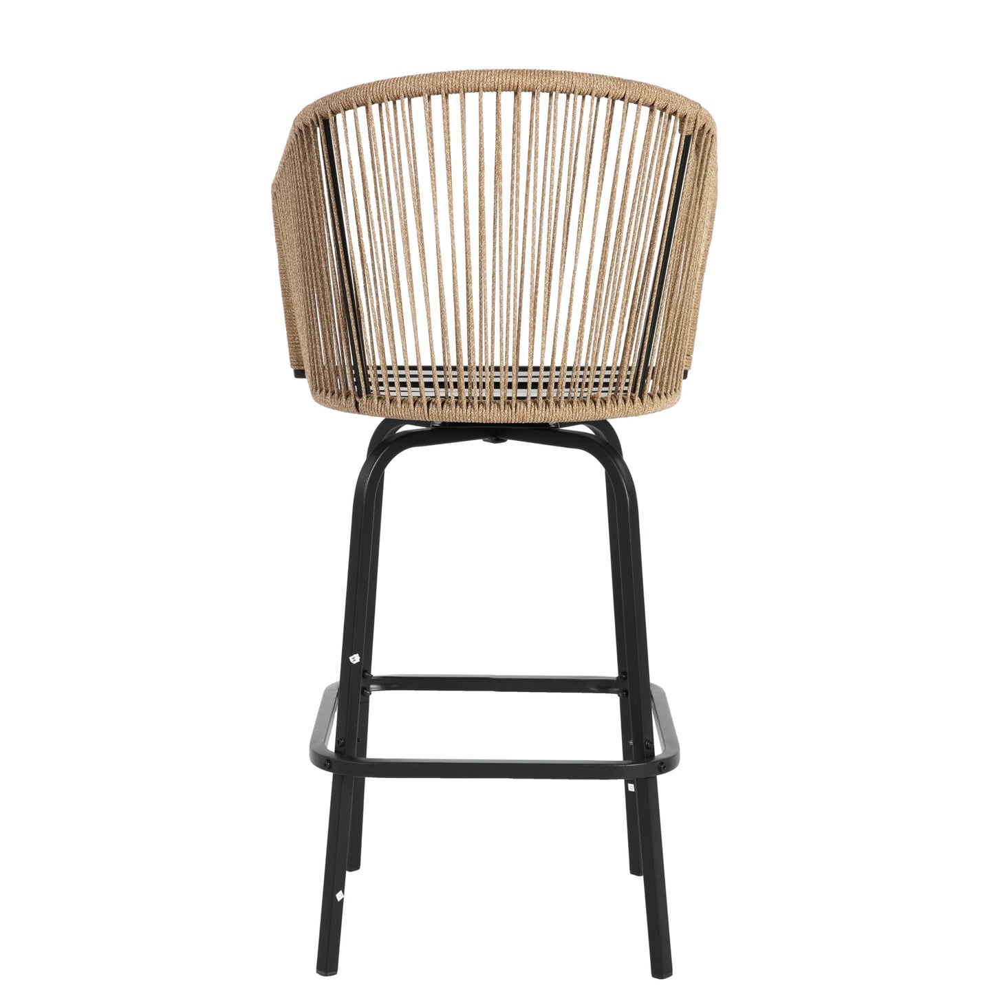 2 Pieces Outdoor Bar Stools, SHINPT Outdoor Patio Chairs Set of 2, Outdoor Counter Height Bar Stools with Armrests, Rattan Bistro Chairs with Backrest, Patio Chairs for Backyard, Garden, Pool