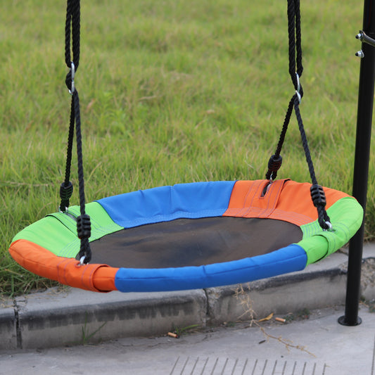 Swing Sets for Backyard, SHINPT 3 in 1 Metal Swing Set with Slide and Glider, Toddler Swing Set with Saucer Swing for Age 3-10, Playground Swingset Outdoor with 550Lbs Capacity, Easy to Assemble
