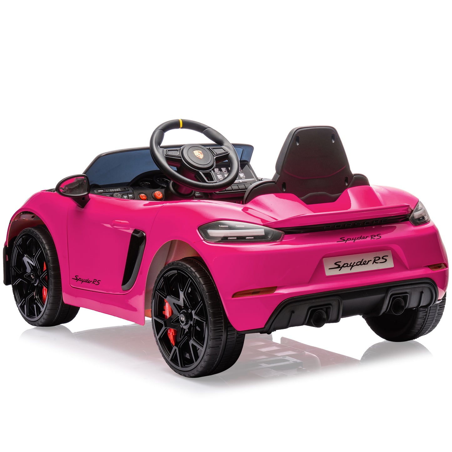 Electric Ride On Car, SHINPT Licensed Porsche Kids Electric Car with 2.4G Parent Remote Control & Bluetooth, 12V 2WD Toddler Ride On Toy 3 Speeds LED Lights Black for Kids Ages 3-5, Backyard Play
