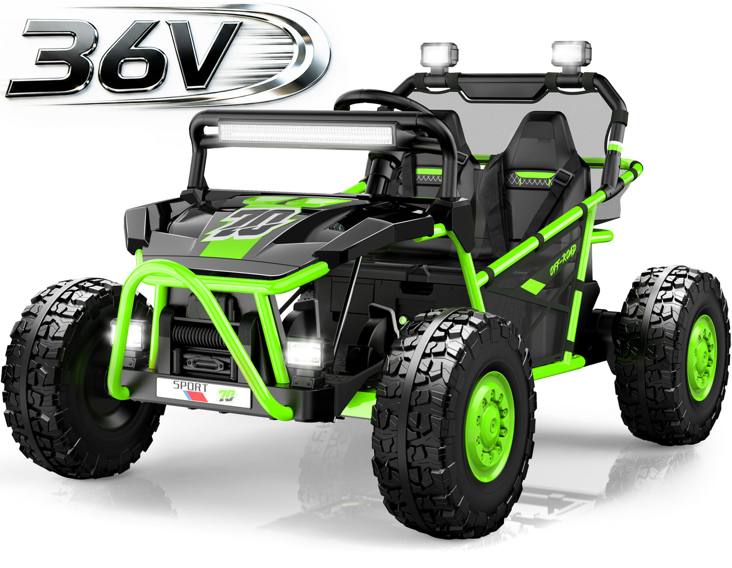 SHINPT 36V Kids Ride On Car, 2 Seater Electric Ride On Car for Big Kids 6-12, 2x250W Motor, 14" EVA Tires, Metal Frame, Bluetooth Music, FM Radio, Rear Suspension, LED Lights, Storage Box, 8.7 MPH