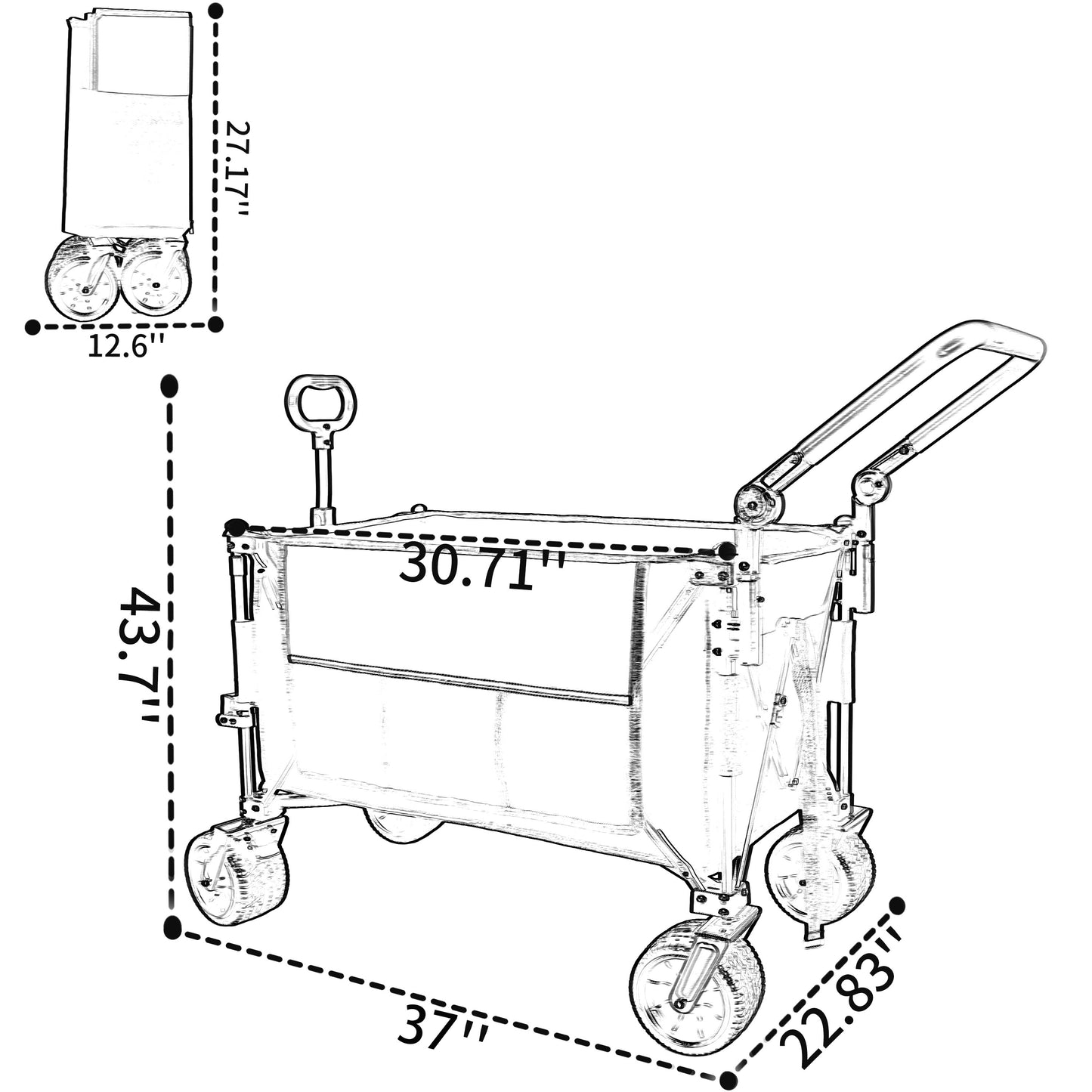 Multi-Functional Collapsible Cart with Rotating Handle, SHINPT Heavy Duty Utility Cart with 360° All-Terrain Wheels, Foldable Shopping Cart for Transport, Groceries, Outdoor, Trolley Cart with Brakes