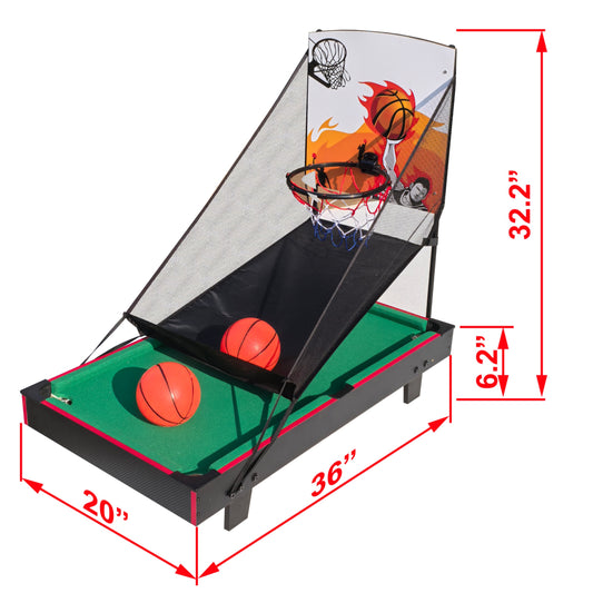2 in 1 Arcade Game Table, SHINPT 36" Mini Pool Table for Kids, Game Table with Basketball, Billiards, Indoor/Outdoor Table Games for Adults, Friends, Family Game Table for Game Room, Basement