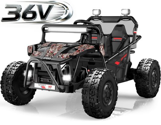 SHINPT 36V Kids Ride On Car, 2 Seater Electric Ride On Car for Big Kids 6-12, 2x250W Motor, 14" EVA Tires, Metal Frame, Bluetooth Music, FM Radio, Rear Suspension, LED Lights, Storage Box, 8.7 MPH