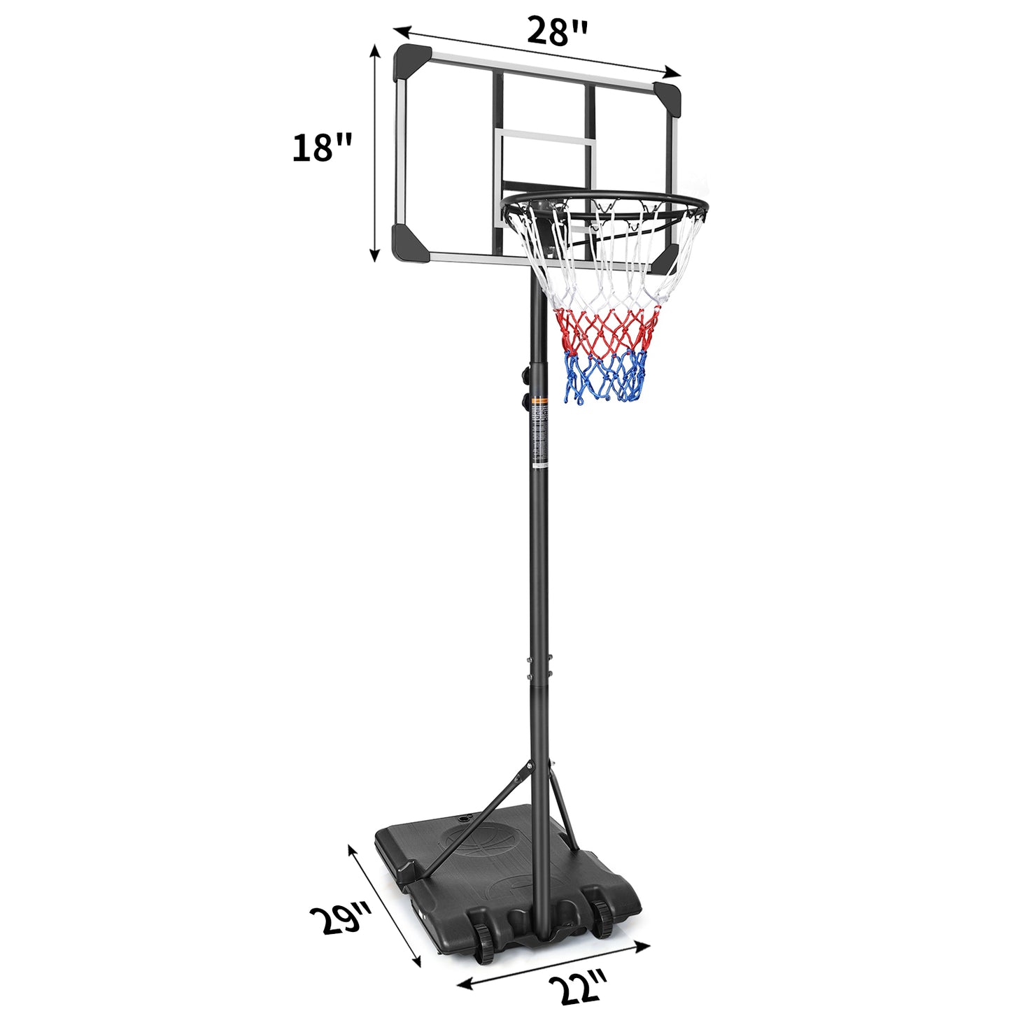 5.6FT-7FT Adjustable Basketball Hoop for Kids, SHINPT Portable Basketball Hoop Outdoor, Indoor&Outdoor Basketball Hoop with 28 Inch Backboard, Basketball Equipment with Stable Base and Wheels