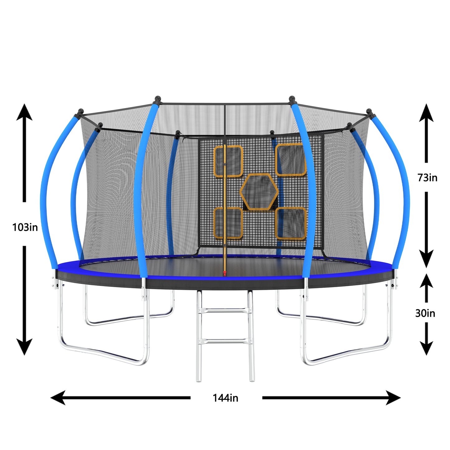 12FT Heavy Duty Trampoline for Kids and Adults, SHINPT Recreational Trampoline with Enclosure Net, Inside/Outside Trampoline with Ball Games, Outdoor Kids Play Equipment for Lawn, Garden, Backyard