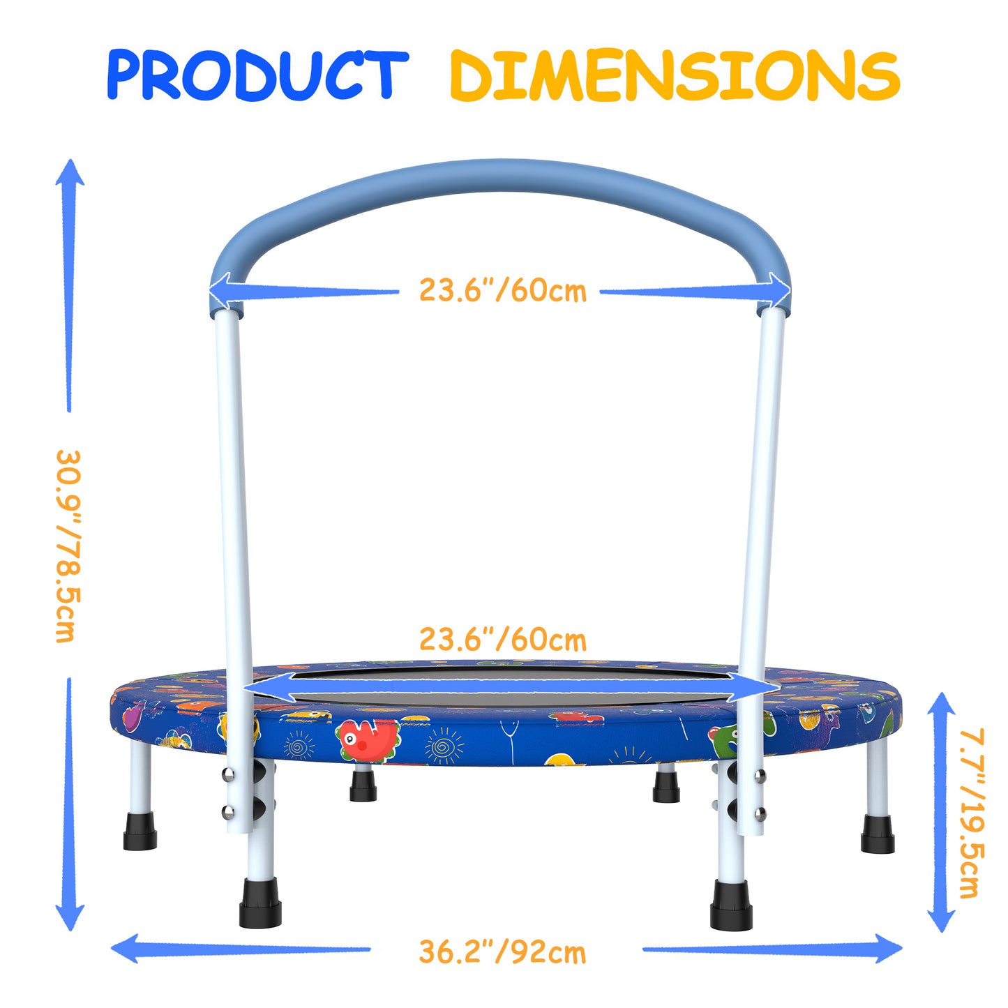 36" Mini Trampoline for Kids Ages 1-6, SHINPT Trampoline for Toddlers for Birthday Gift, 36in Toddler Trampoline Indoor/Outdoor with Handle, Small Trampoline for Yard, Lawn, Garden, Backyard