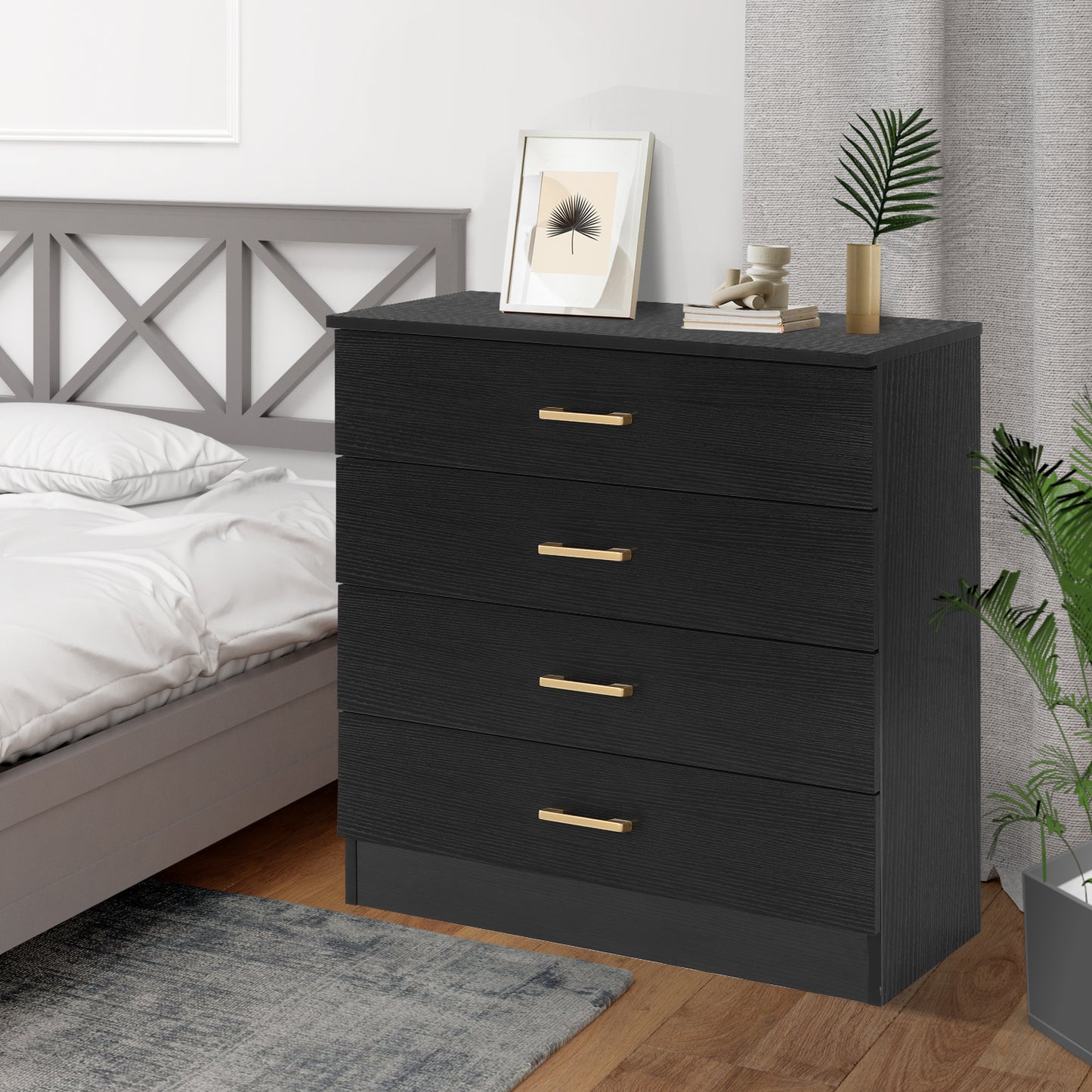Closet Dresser with 4 Drawers, SHINPT Large Dresser for Bedroom, Cloakroom, Livingroom, Wood Bedroom Furniture with 4 Deep Drawers, Bedroom Dresser set in Simply Modern, Chest of Drawers for Bedroom
