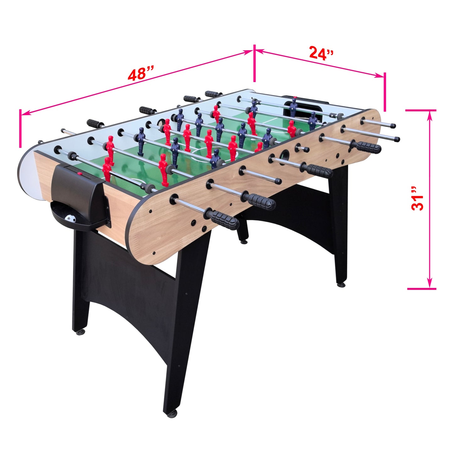 48" Soccer Table Game, SHINPT Foosball Table Adult Size for Family Gatherings, Foosball Table for Kids with 2 31mm Black/White Balls, Game Table for Game Room, Basement, Best Choice Product