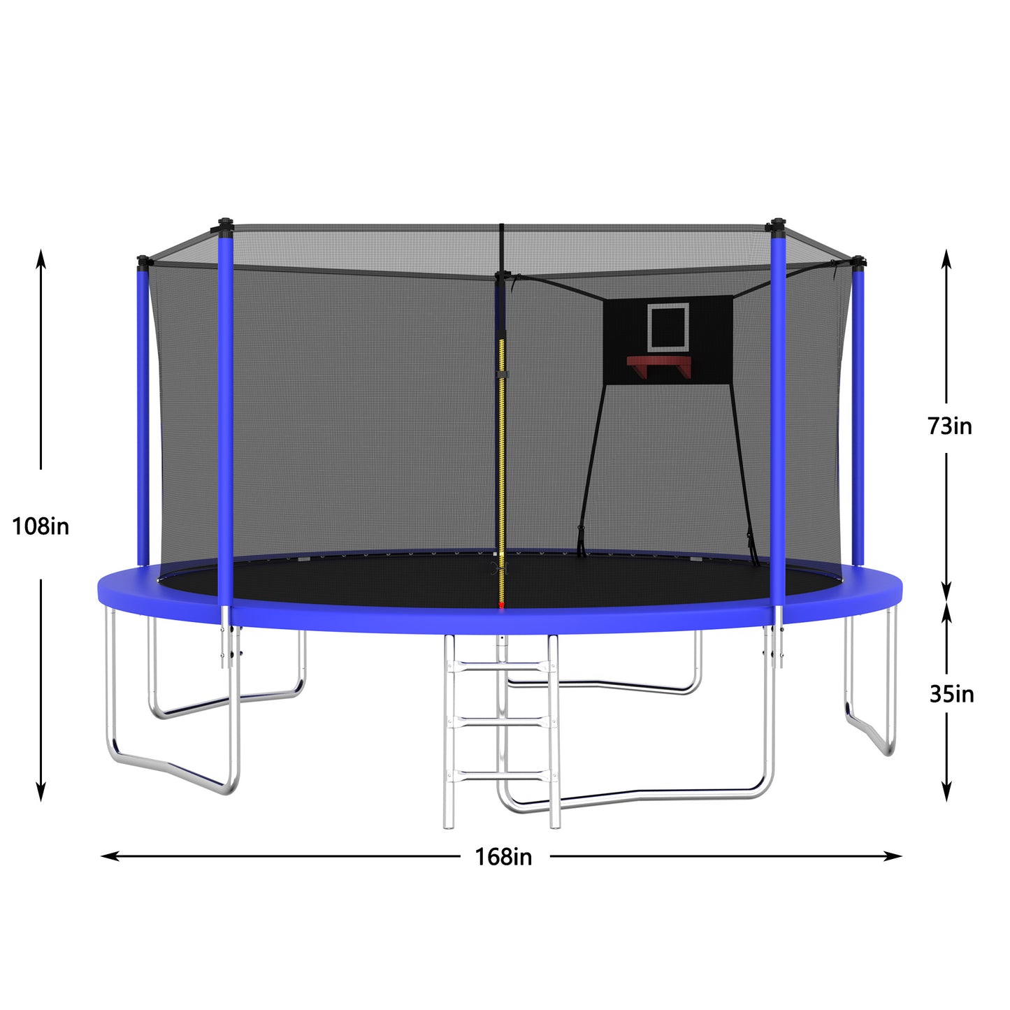 14FT Sports Fitness Trampoline with Net, SHINPT Large Trampoline with Basketball Hoop, Exercise Trampoline for Adults and Kids for Outdoor/Indoor, Gymnastics Trampoline with Ladder for Basement, Yard