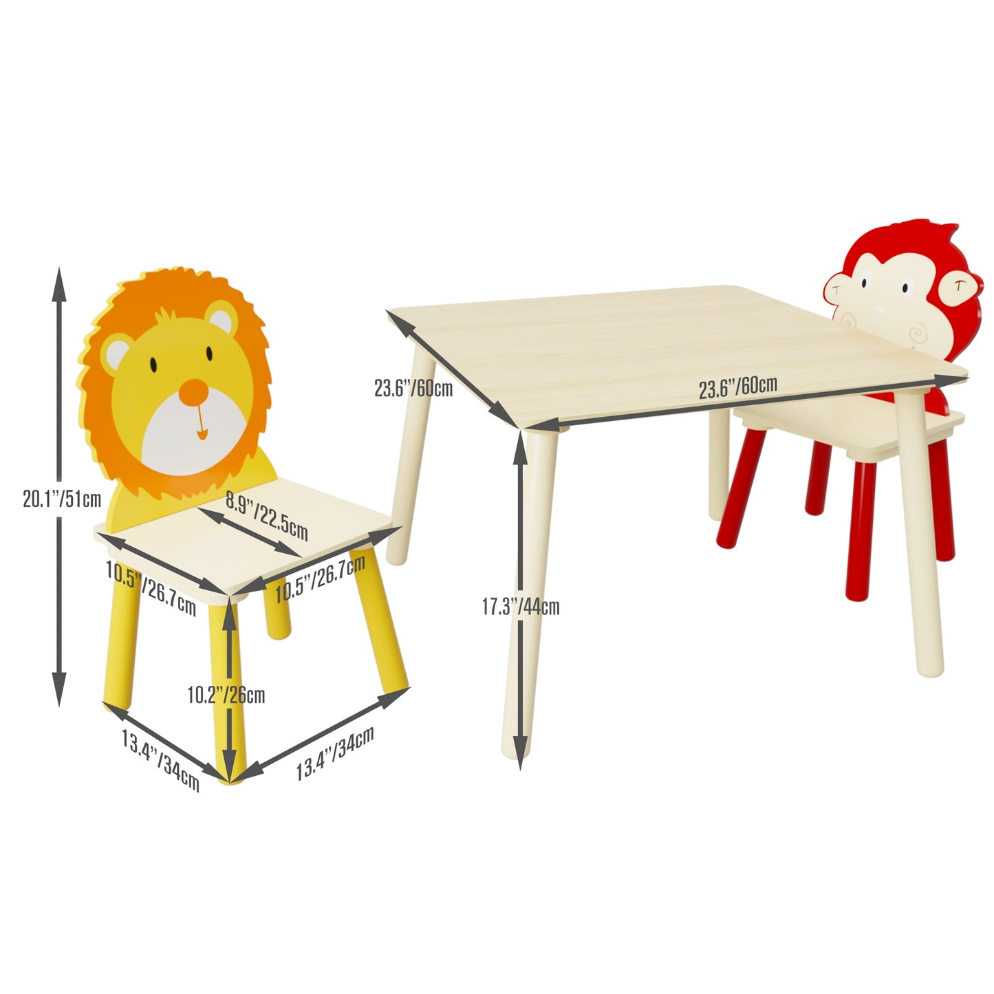 Table and 2 Chairs for Kids 2-5, SHINPT Baby Table and Chair Set, 3 Pieces Toddler Play Table, Kids Art Table and Chair Set for Game Room, Children's Room, Wooden Activity Play Table Set for Gift