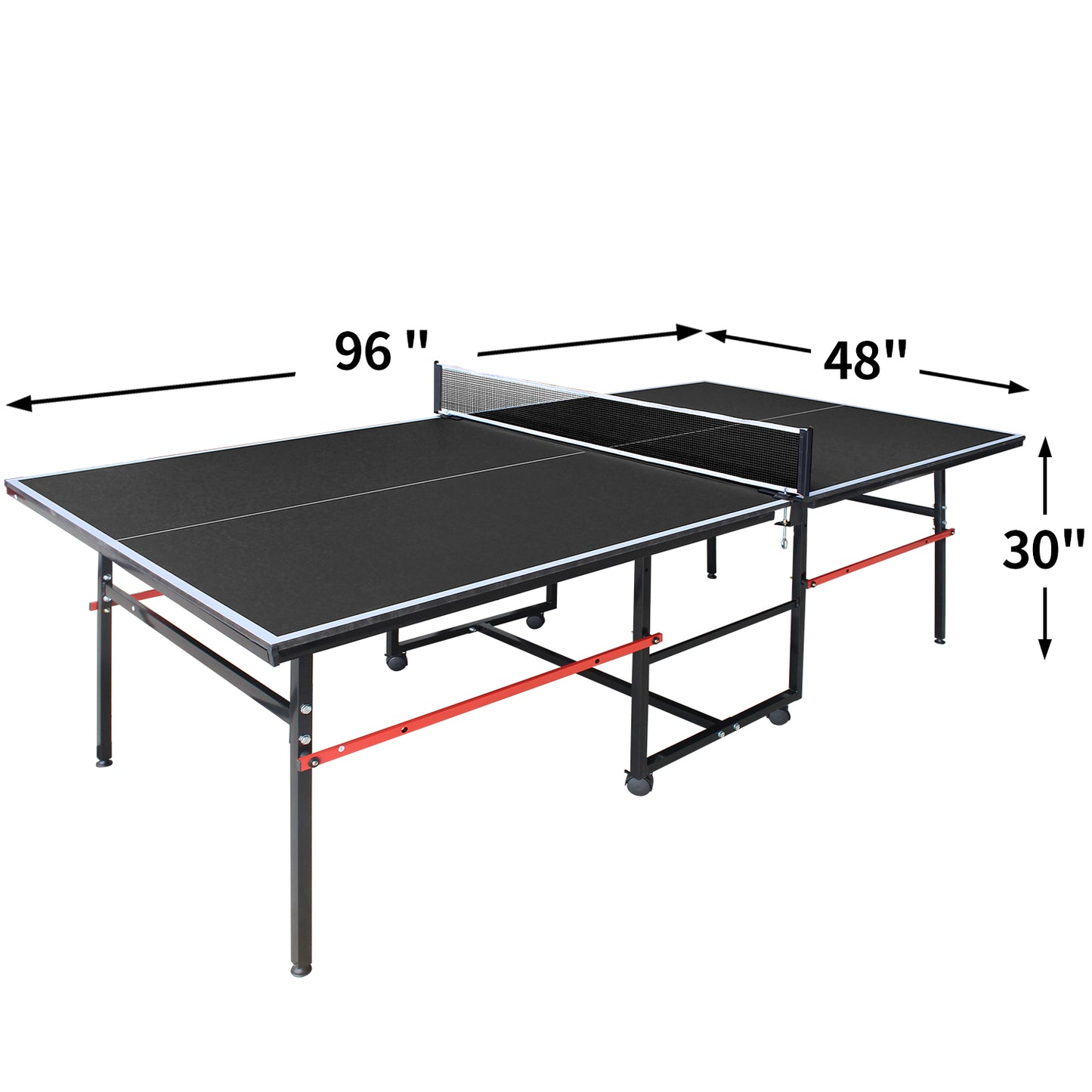8FT Mid-Size Table Tennis Table, SHINPT Outdoor Table Tennis Table with 2 Table Tennis Paddles and 3 Balls, Foldable Ping Pong Table for Game room, Apartment, Office, Outside Games for Adults, Family