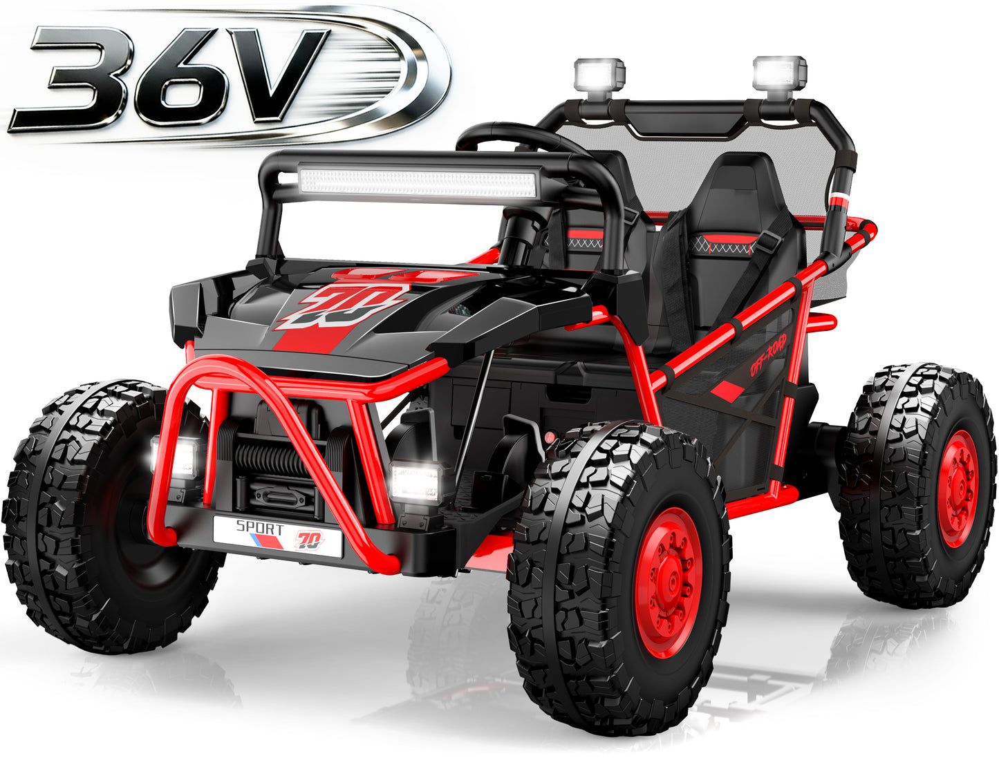 SHINPT 36V Kids Ride On Car, 2 Seater Electric Ride On Car for Big Kids 6-12, 2x250W Motor, 14" EVA Tires, Metal Frame, Bluetooth Music, FM Radio, Rear Suspension, LED Lights, Storage Box, 8.7 MPH